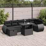 VIDAXL Salon de jardin 8 pcs avec coussins noir resine tressee