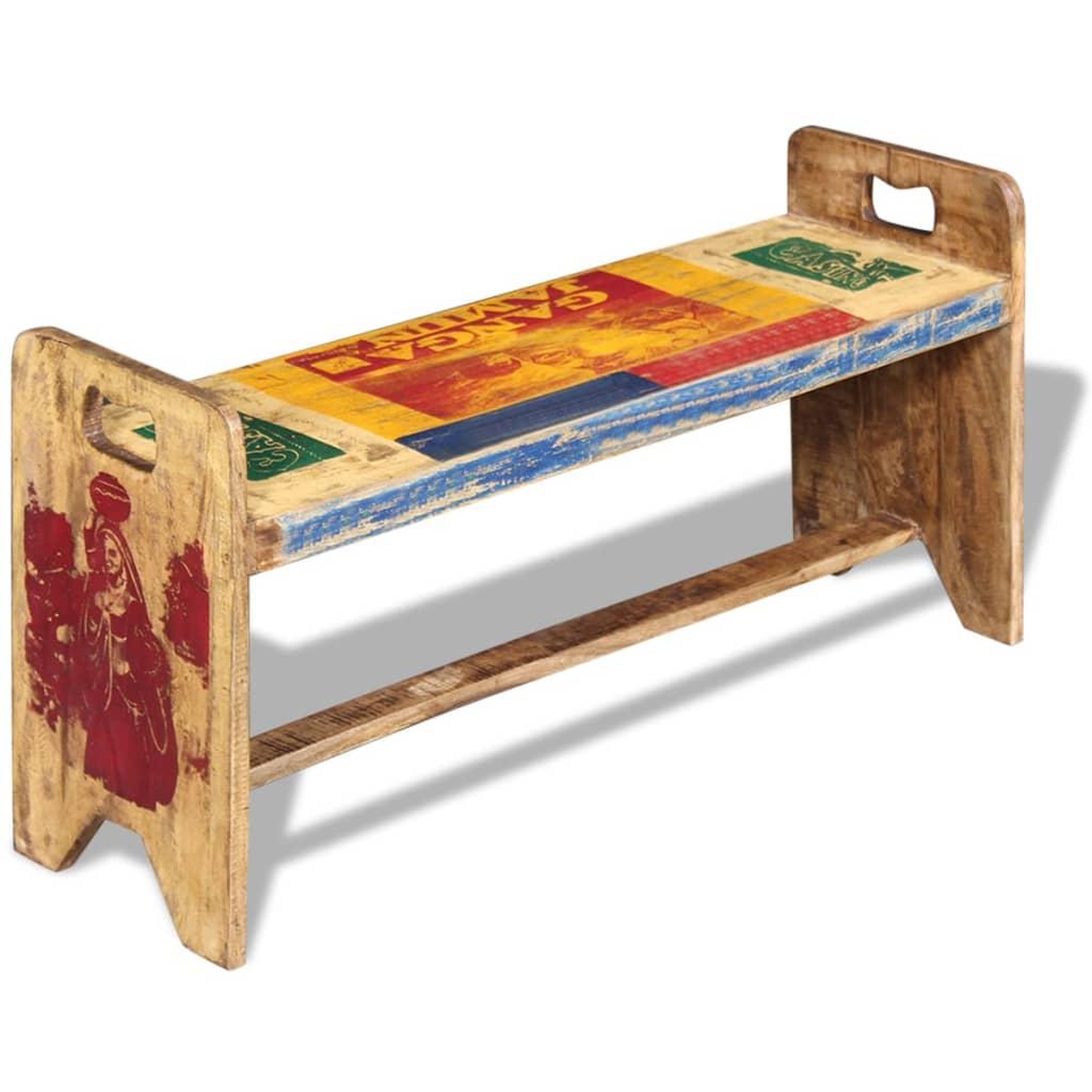 Voir la diapositive 2 : VIDAXL Banc bois massif recycle 100x30x50 cm