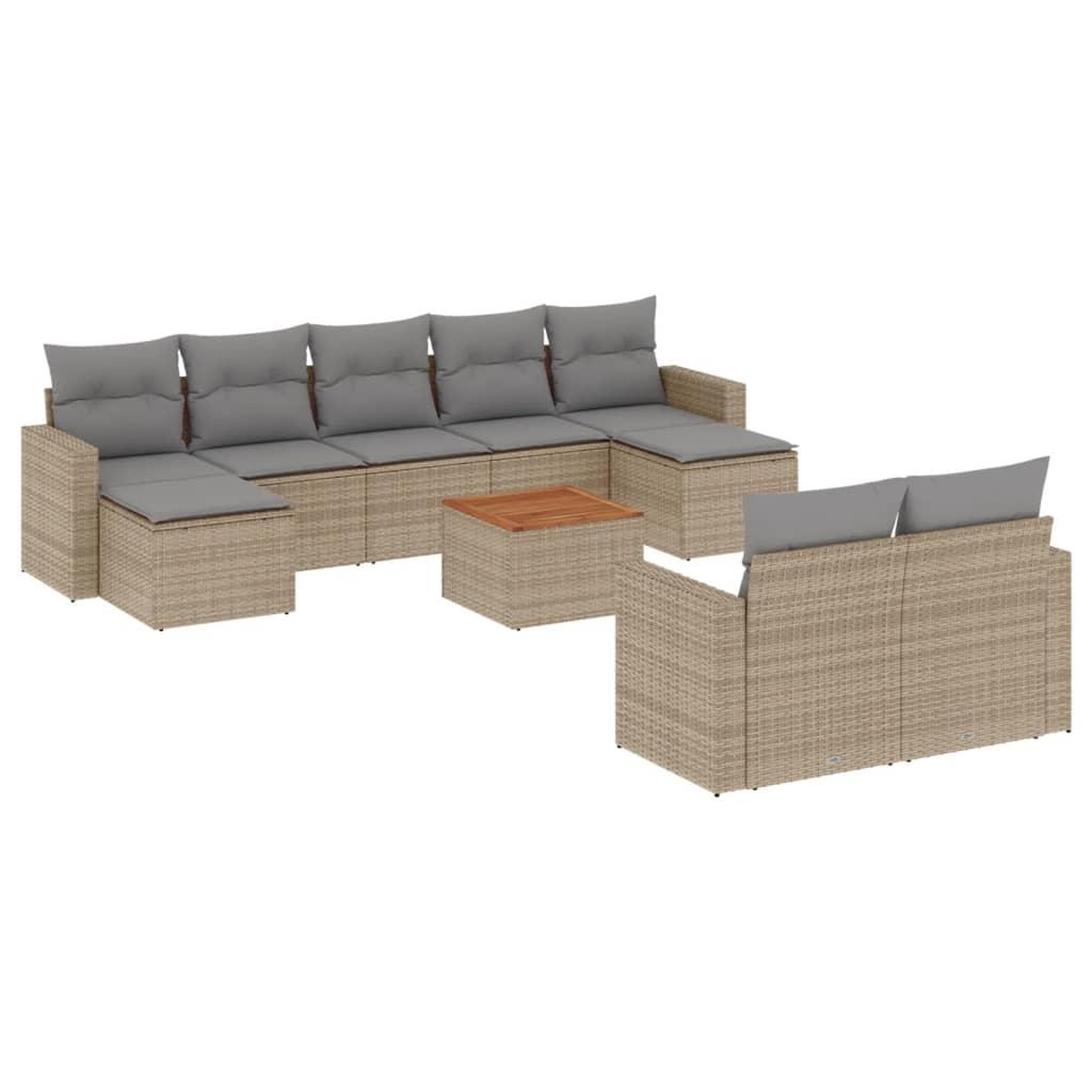 Voir la diapositive 2 : VIDAXL Salon de jardin avec coussins 10 pcs beige resine tressee