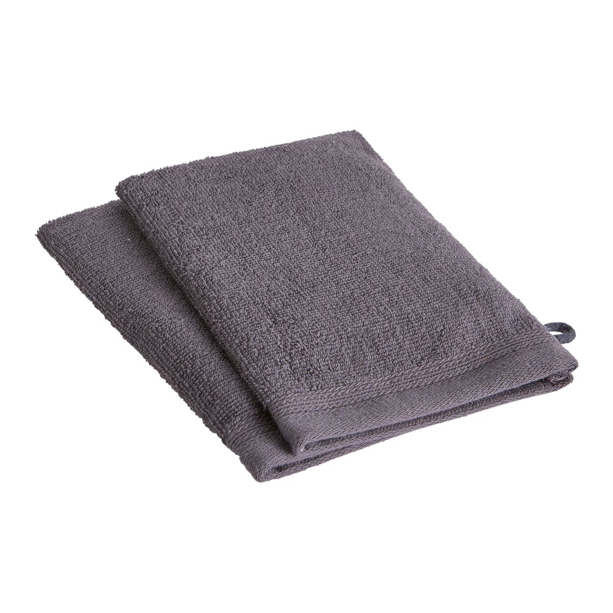 ACTUEL Lot de 2 gants de toilette unis en coton bouclé 360 gr/m2