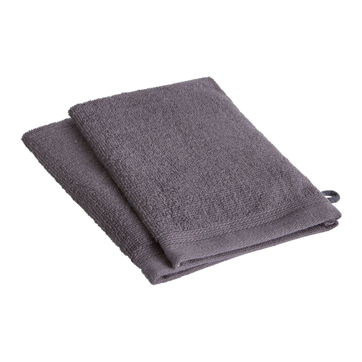 ACTUEL Lot de 2 gants de toilette unis en coton bouclé 360 gr/m2