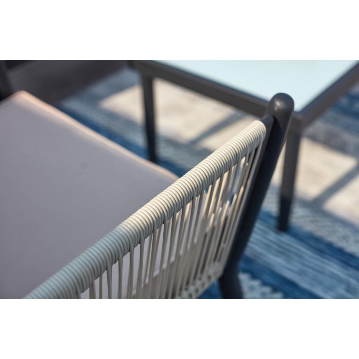 CONCEPT USINE Salon jardin alu et corde écru-noir ANAHMA