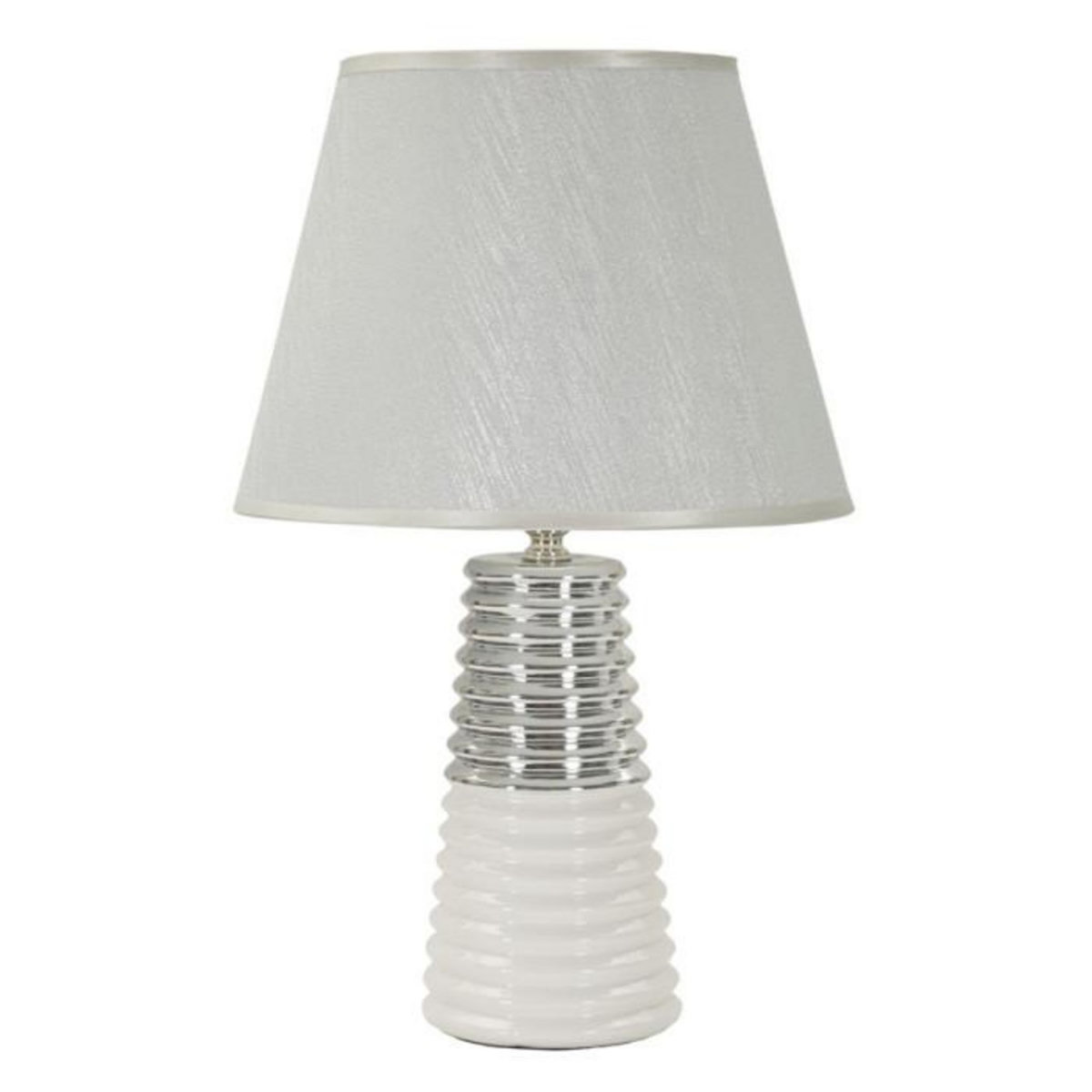 Paris Prix Lampe à Poser en Céramique  Candela  41cm Argent & Blanc
