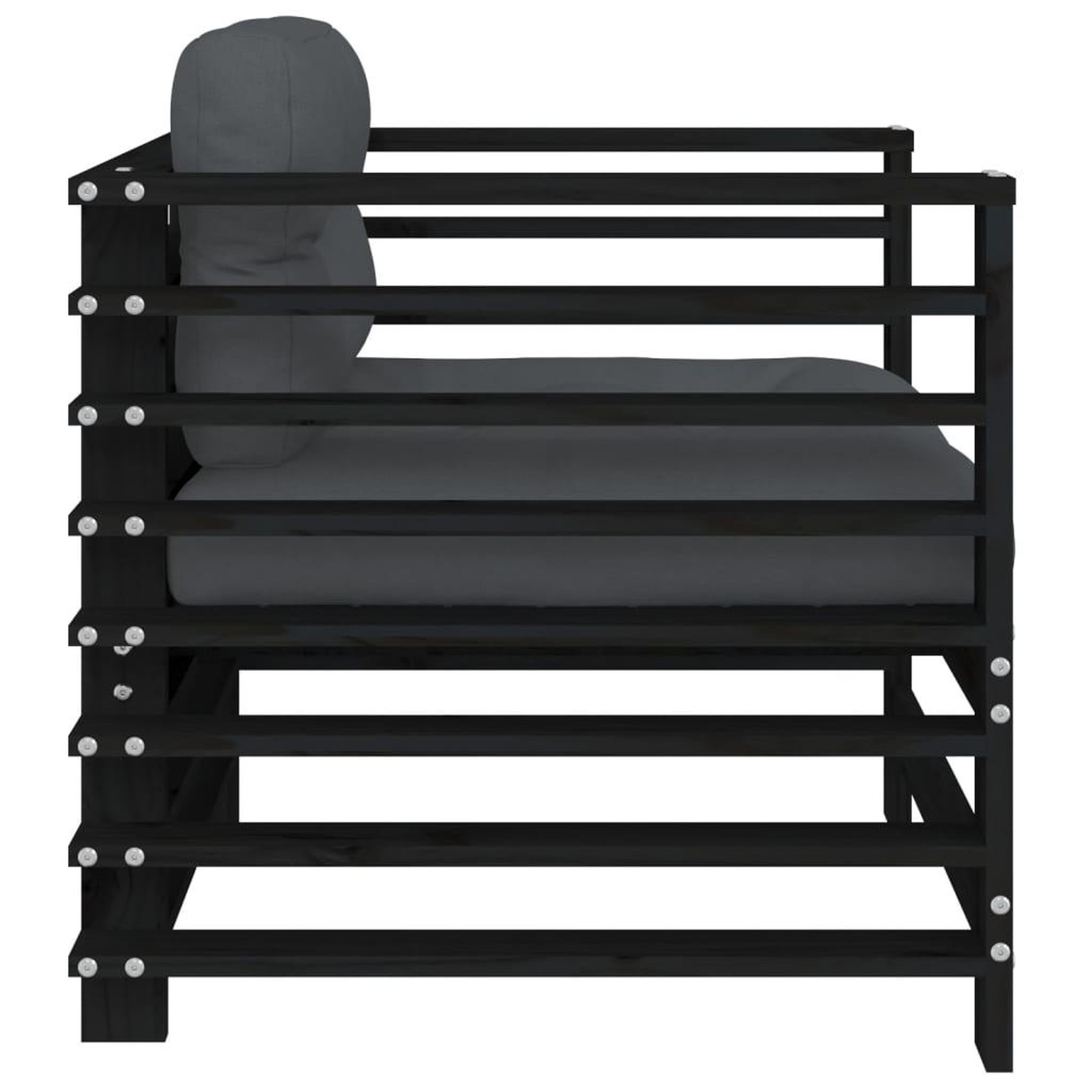 Voir la diapositive 5 : VIDAXL Chaises de jardin et coussins lot de 2 noir bois de pin massif