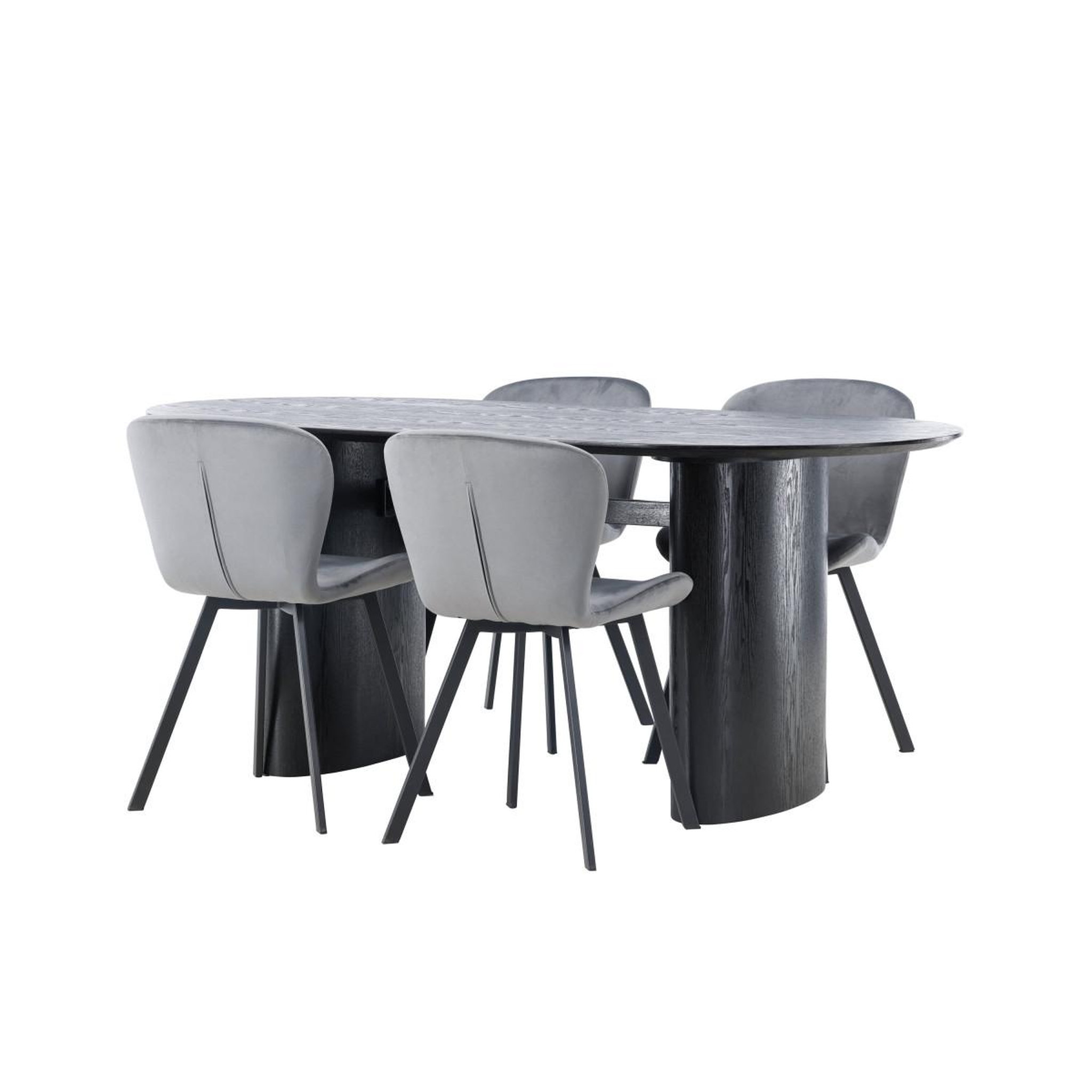 Voir la diapositive 3 : Paris Prix Ensemble table à manger & 4 chaises  isolde & lilja  180cm noir & gris