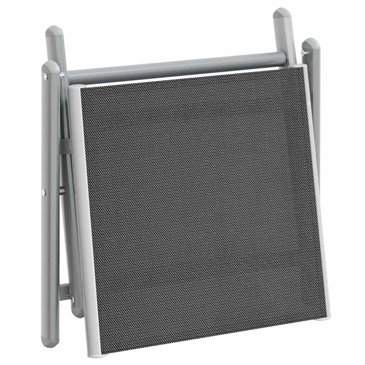VIDAXL Repose-pied pliable noir et argente textilene et aluminium