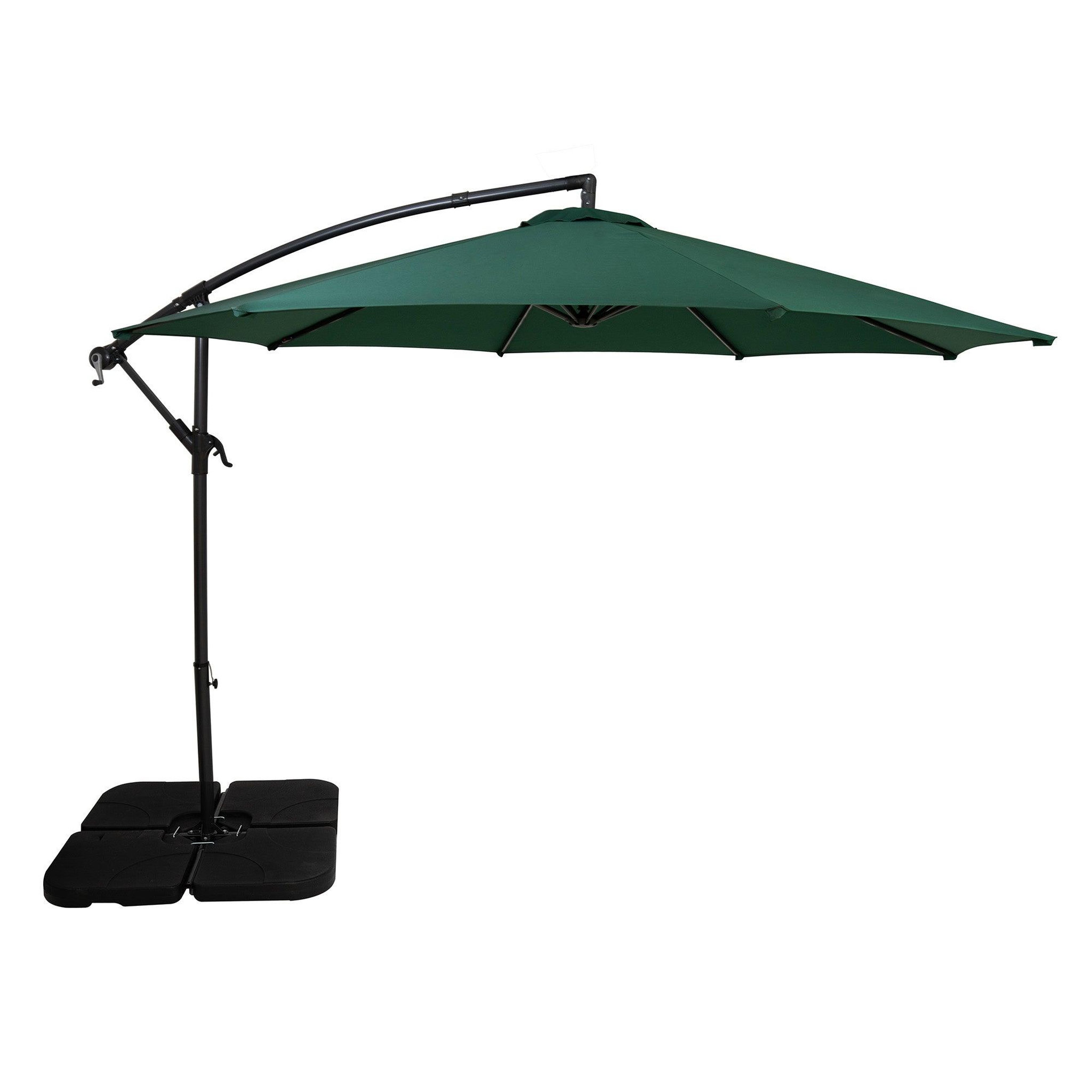 Monster Parasol Banane à Mât Déporté 3 m & Pied Carré. Coloris disponibles : Gris, Vert, Beige