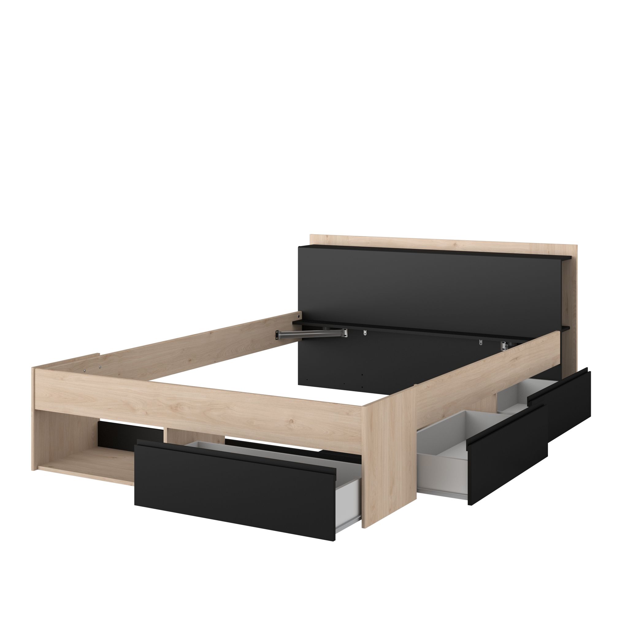 Lit double adulte 160x200 cm avec rangements BOOST