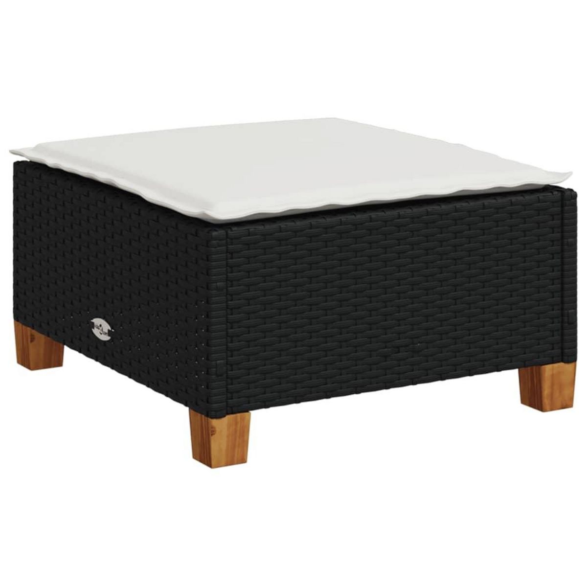 VIDAXL Tabouret de jardin et coussin noir 63,5x56x32 cm resine tressee