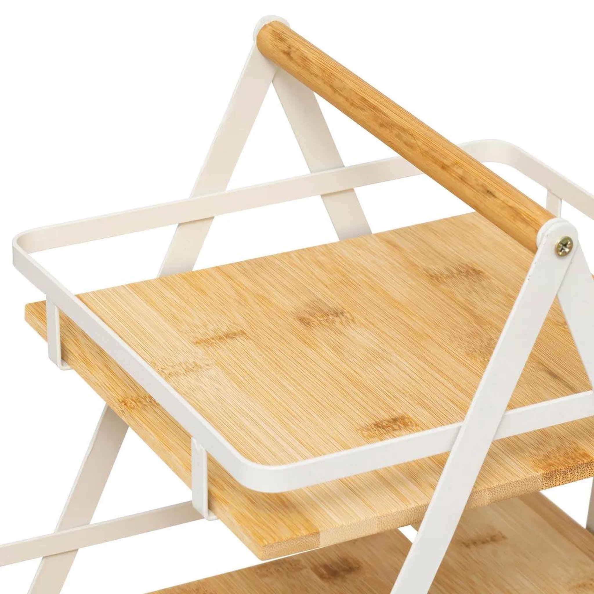 Voir la diapositive 2 : FIVE Étagère de cuisine 2 niveaux en bambou  ordera  30cm naturel & blanc