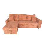 CONCEPT USINE Canapé d'angle convertible 4 places avec coffre en velours côtelé terracotta GLASGOW
