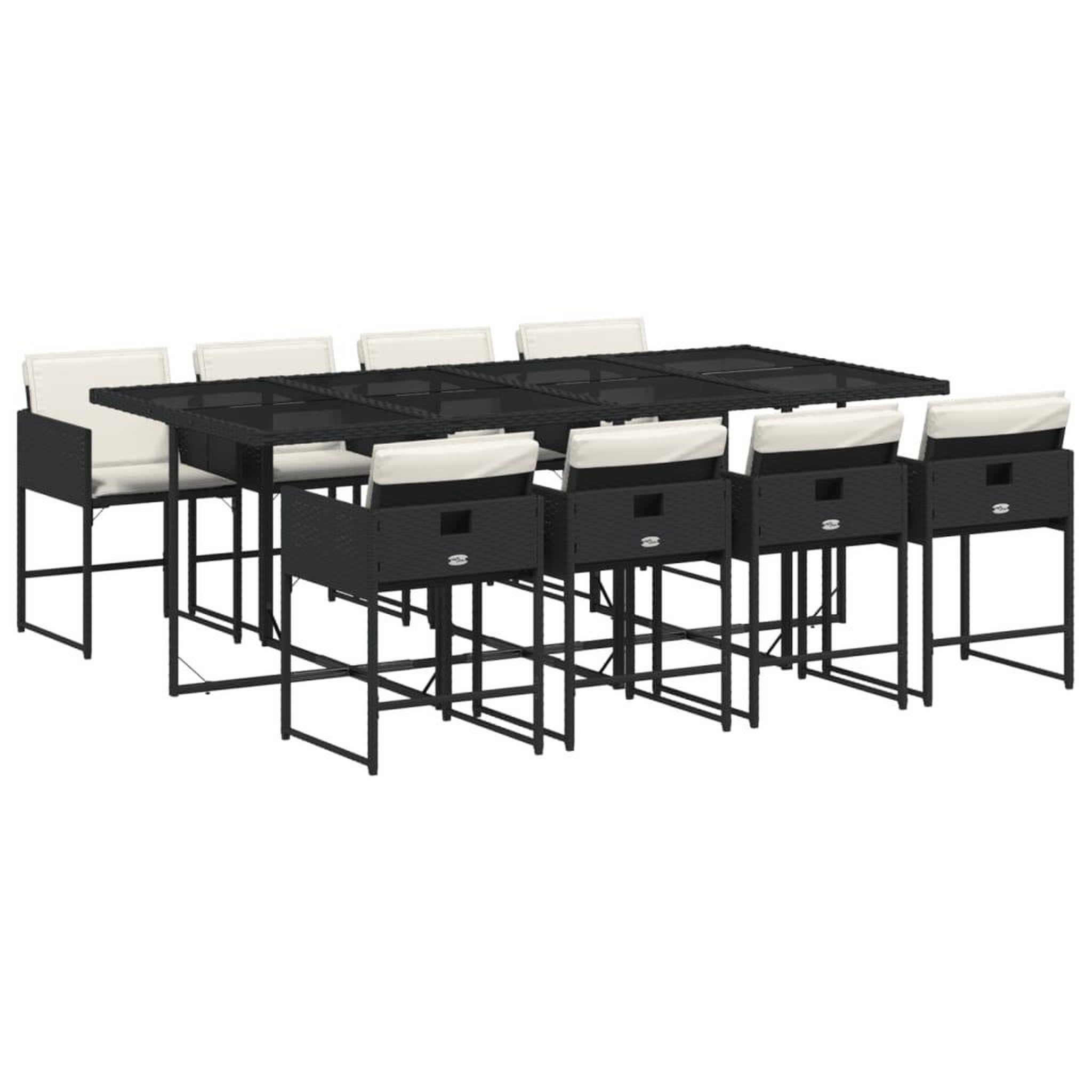 Voir la diapositive 2 : VIDAXL Ensemble a manger de jardin 9pcs coussins noir resine tressee