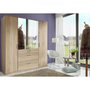 Voir la diapositive 3 : MARKET24 Armoire - Décor chene - 4 portes battantes + 4 tiroirs + miroirs - L180 x P58 x H199 cm