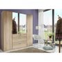 Voir la diapositive 3 : MARKET24 Armoire - Décor chene - 4 portes battantes + 4 tiroirs + miroirs - L180 x P58 x H199 cm