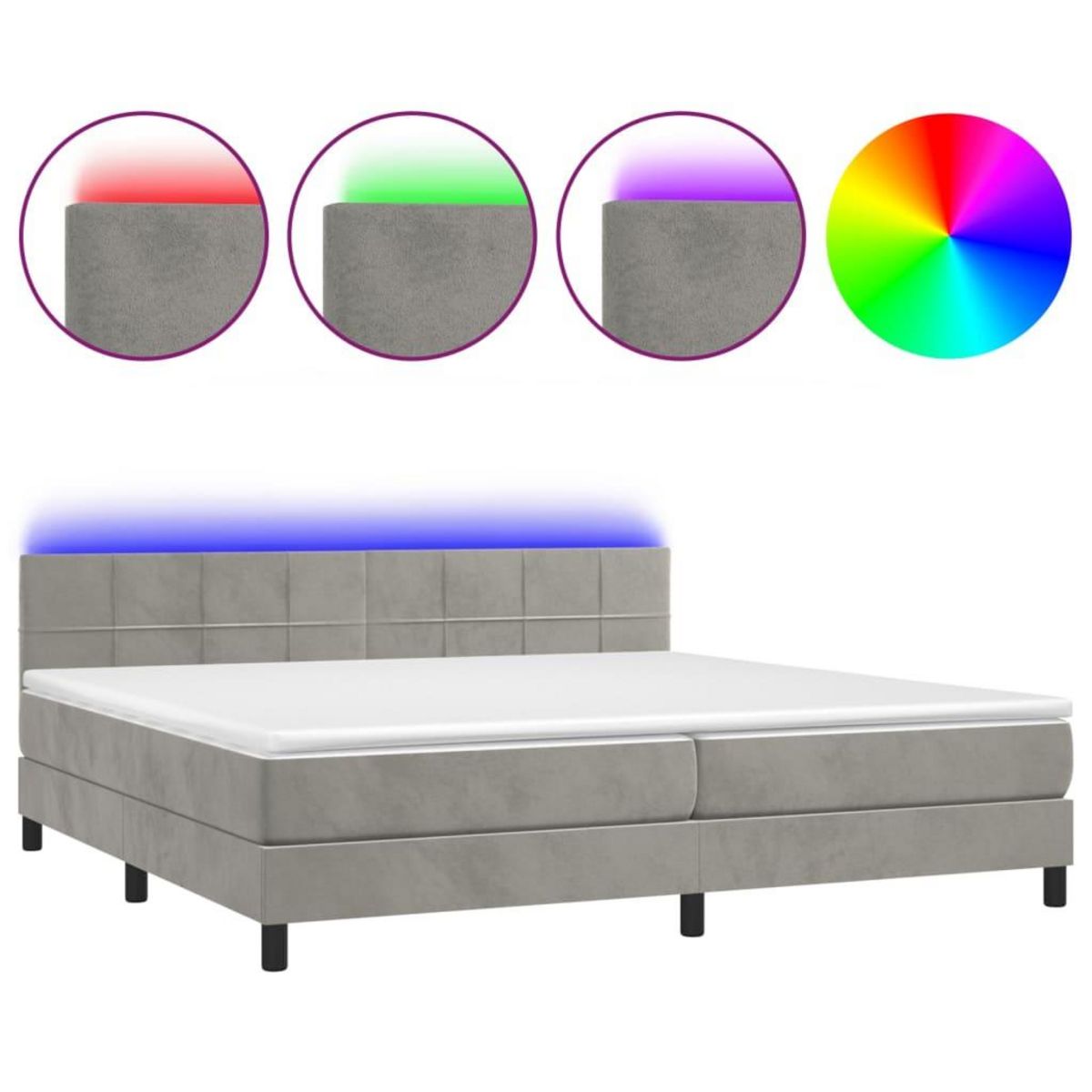 VIDAXL Sommier a lattes de lit avec matelas LED Gris clair 200x200 cm