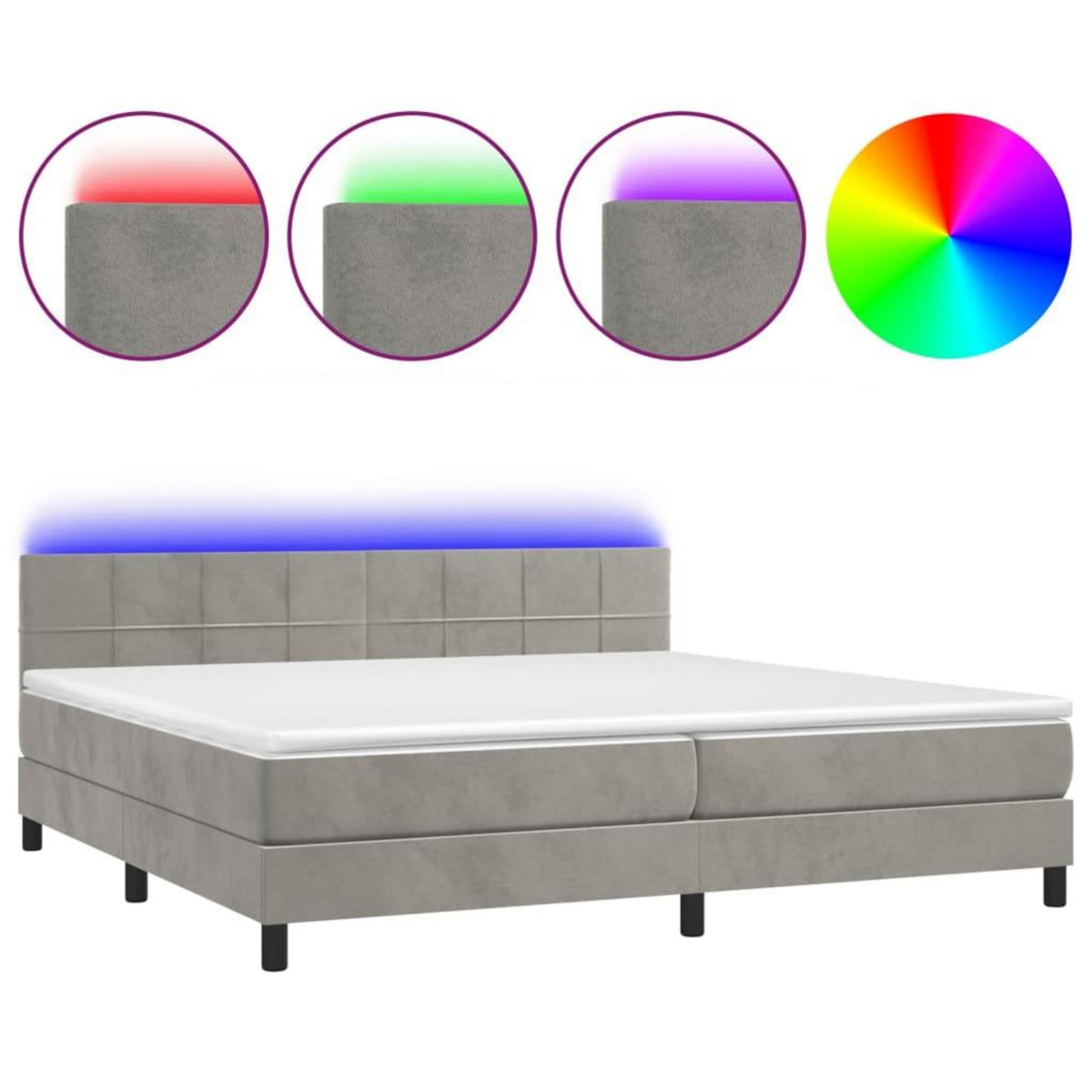 VIDAXL Sommier a lattes de lit avec matelas LED Gris clair 200x200 cm