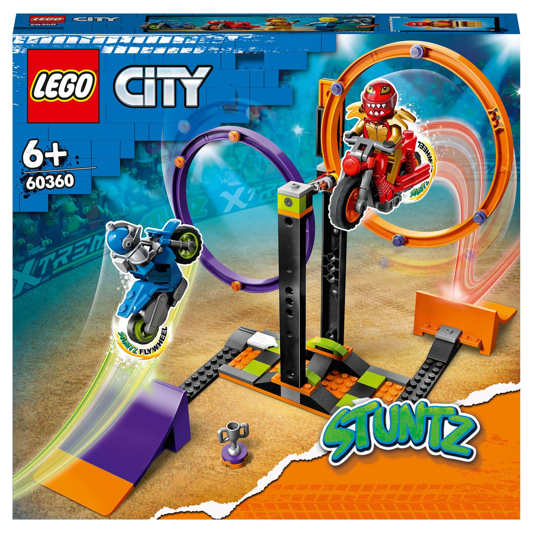 Voir la diapositive 1 : LEGO City 60360 - Le défi de cascade : les cercles rotatifs,  Épreuves pour 1 ou 2 Joueurs avec Moto