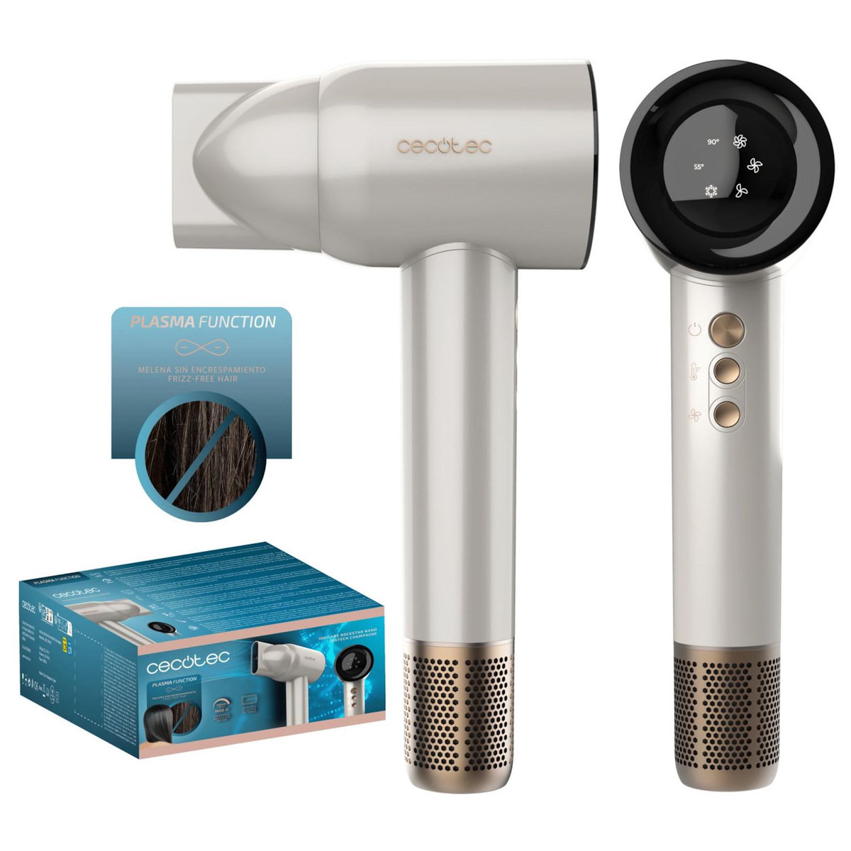 CECOTEC Cecotec IoniCare RockStar Nano IonTech Champagne sèche-cheveux 1600 W