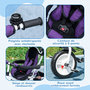 Voir la diapositive 6 : HOMCOM Tricycle enfant évolutif pare-soleil pliable canne télescopique amovible acier violet