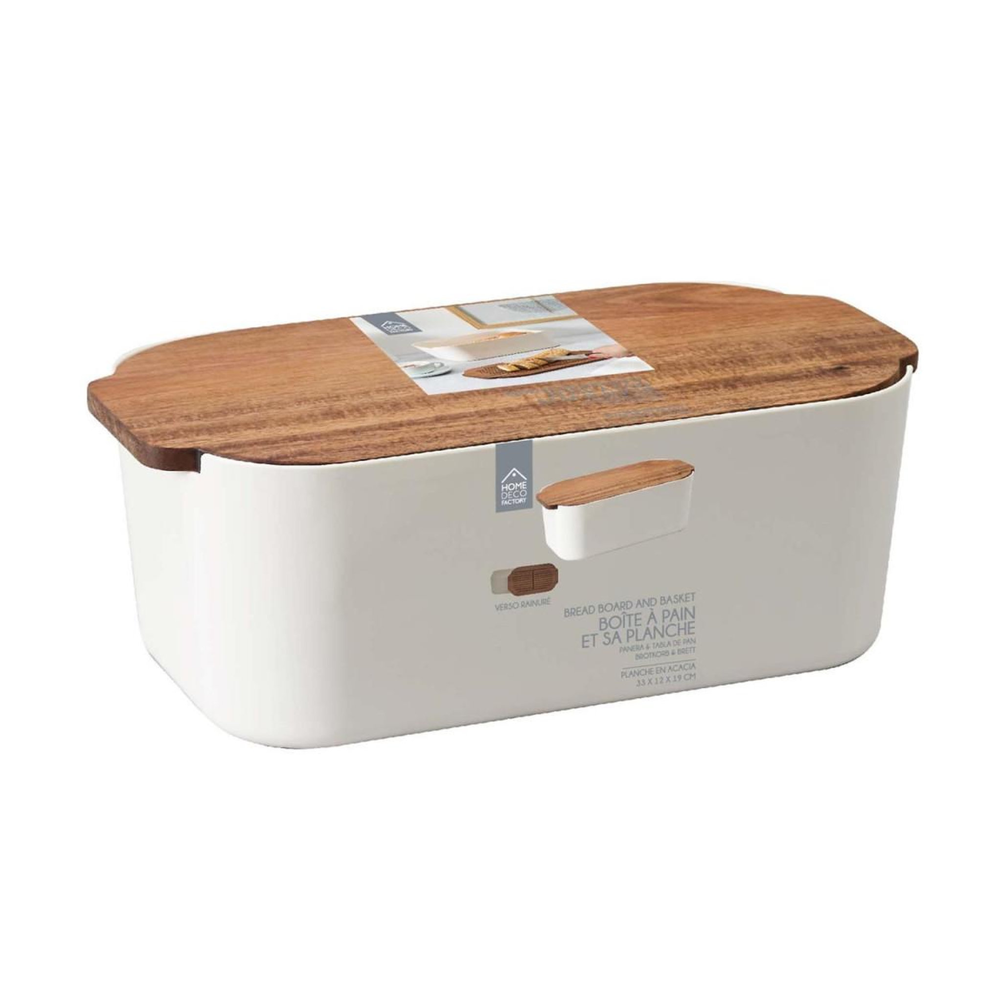 Voir la diapositive 6 : The Home Deco Factory Boîte à pain avec planche  acacia  33cm blanc
