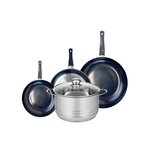 ELO Ensemble de 3 Poêles de cuisson 20, 24 et 28 cm et 1 faitout 24 cm Elo Prima Brillant