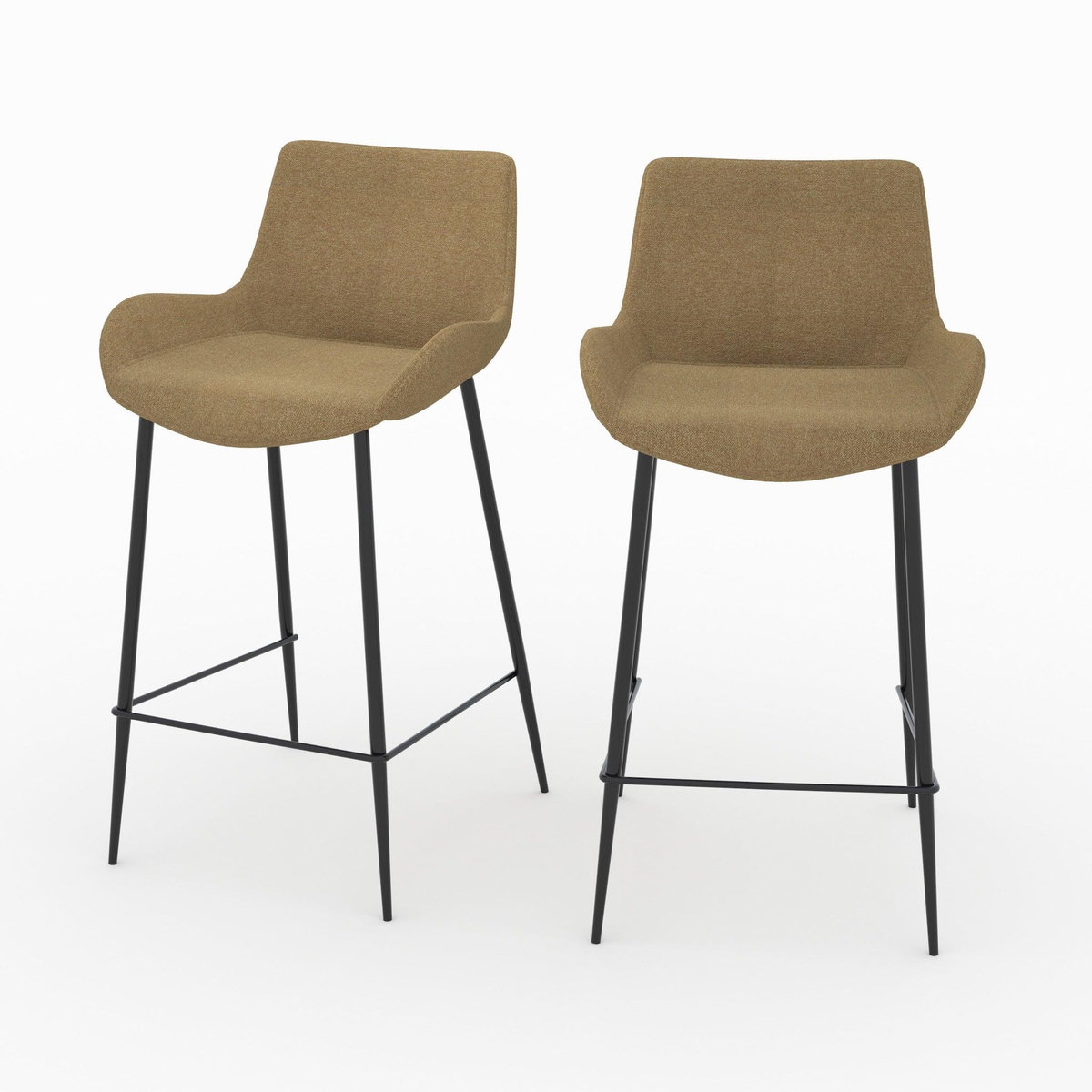 Rendez vous déco Lot de 2 chaises pour îlot central en tissu jaune 65 cm-Pirata
