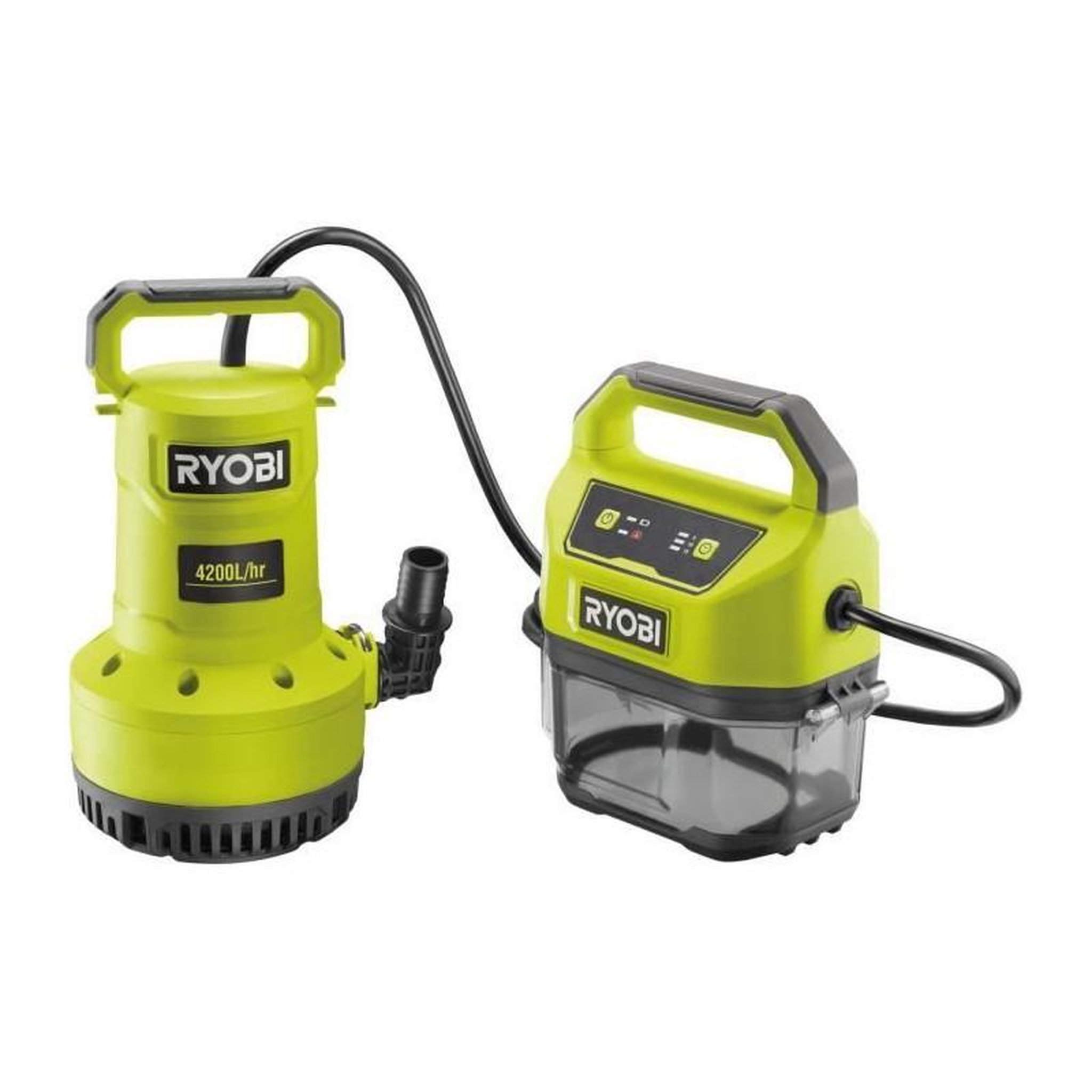 Ryobi Pompe d'évacuation - RYOBI - 18 V - 4 200 l/h - 5m - Hauteur maxi d'évacuation 8 m