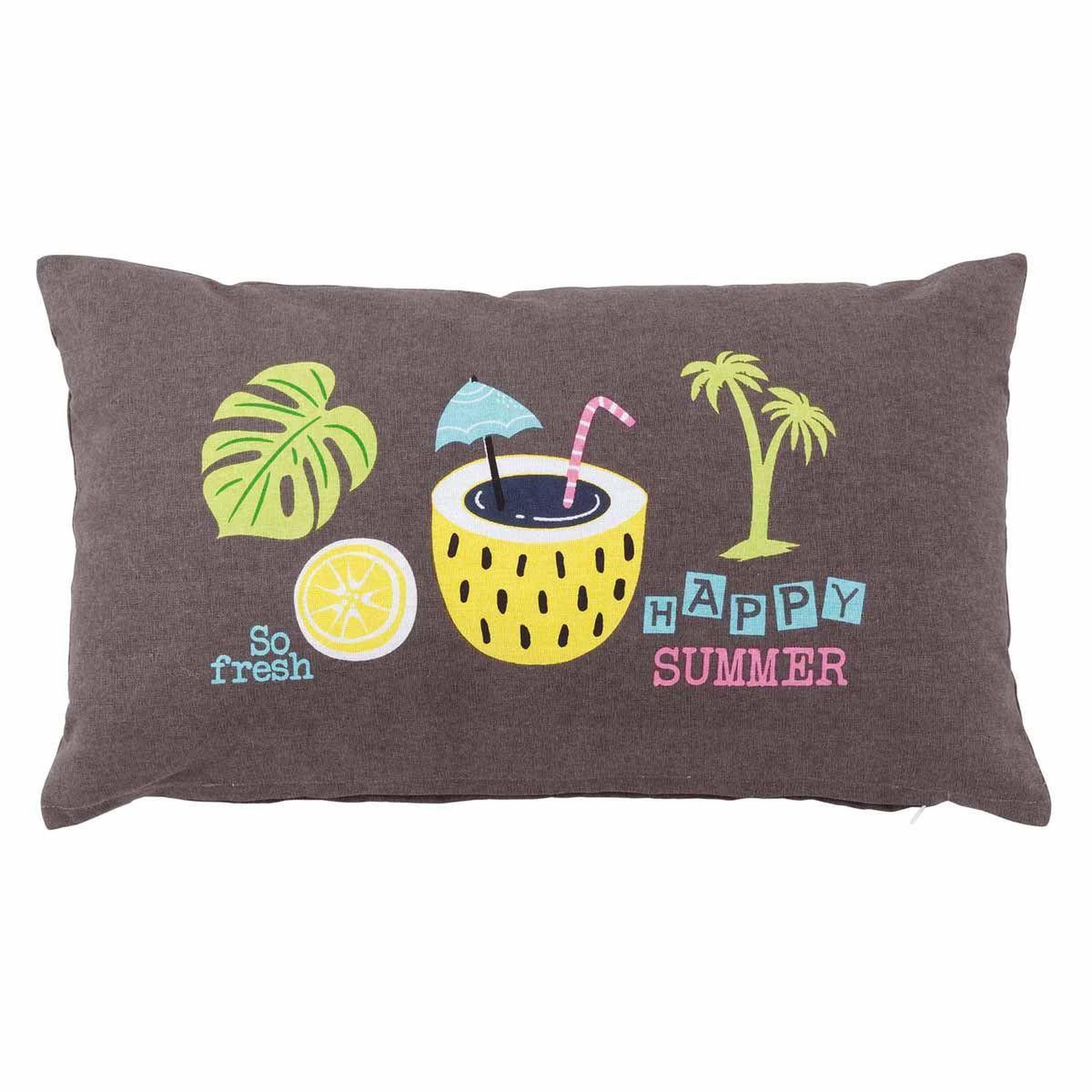 Douceur d'Intérieur Coussin déco  happy place  30x50cm taupe