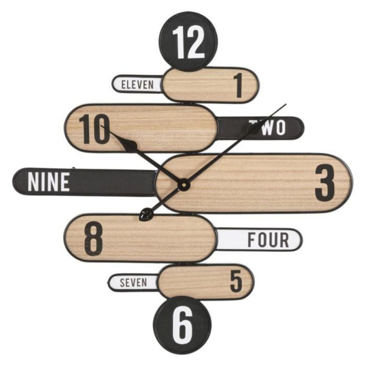 Paris Prix Horloge Murale Design  Direction  60cm Naturel & Noir