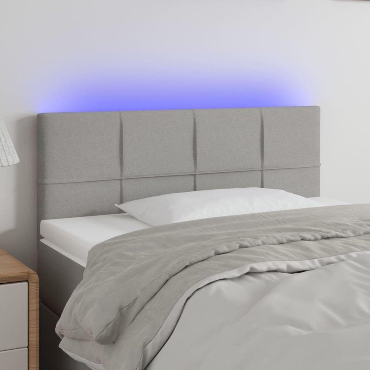 VIDAXL Tete de lit a LED Gris clair 80x5x78/88 cm Tissu