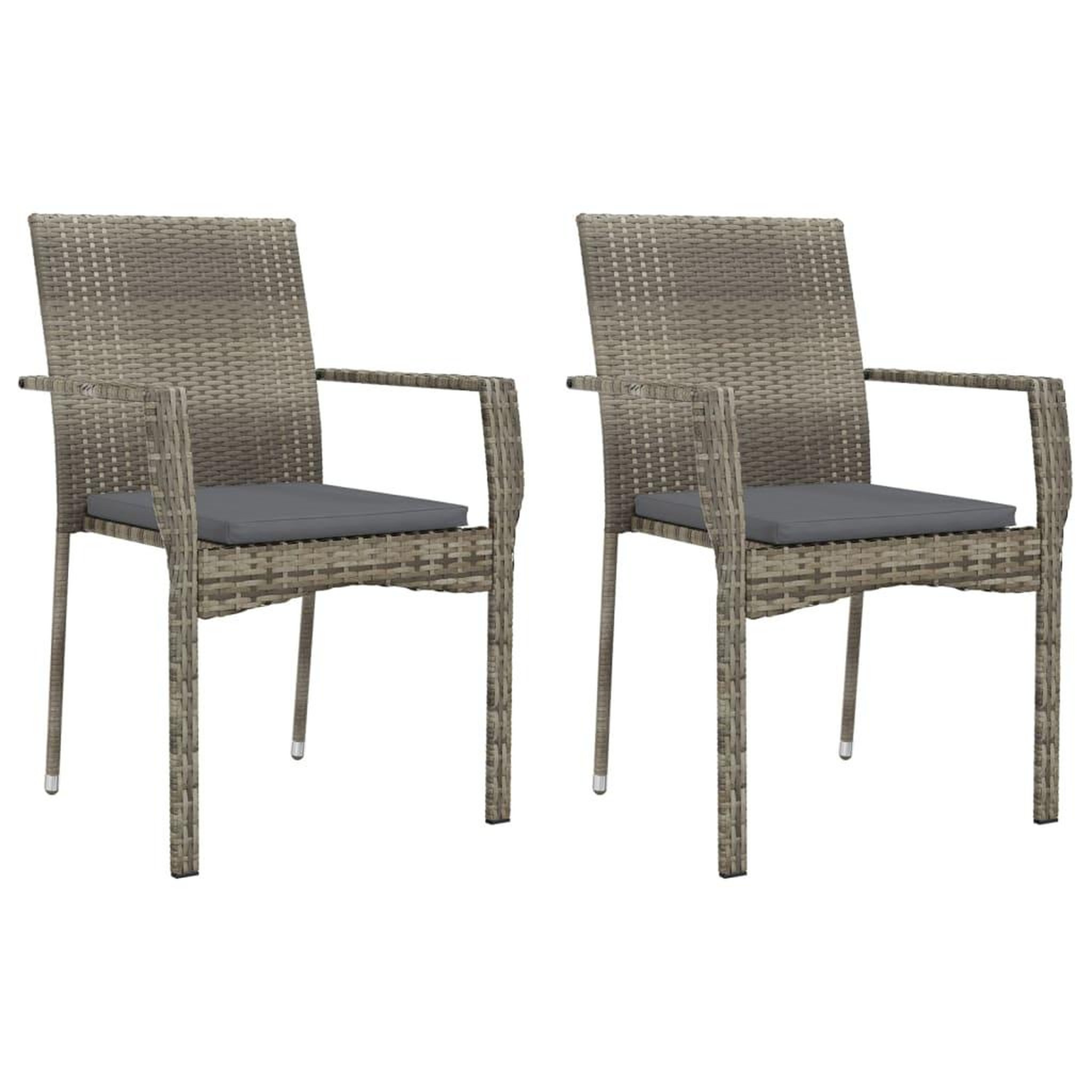Voir la diapositive 2 : VIDAXL Chaises de jardin avec coussins lot de 2 Resine tressee Gris