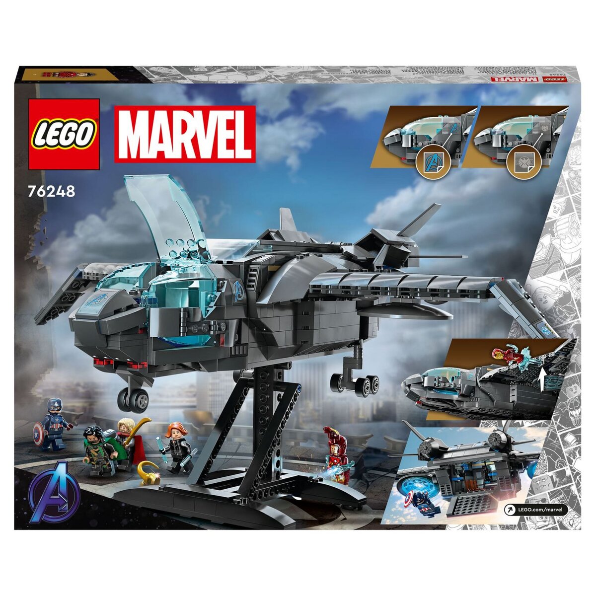 LEGO Marvel Super Heros 76248 Le Quinjet des Avengers, Jouet de Vaisseau Spatial avec Figurines, Infinity