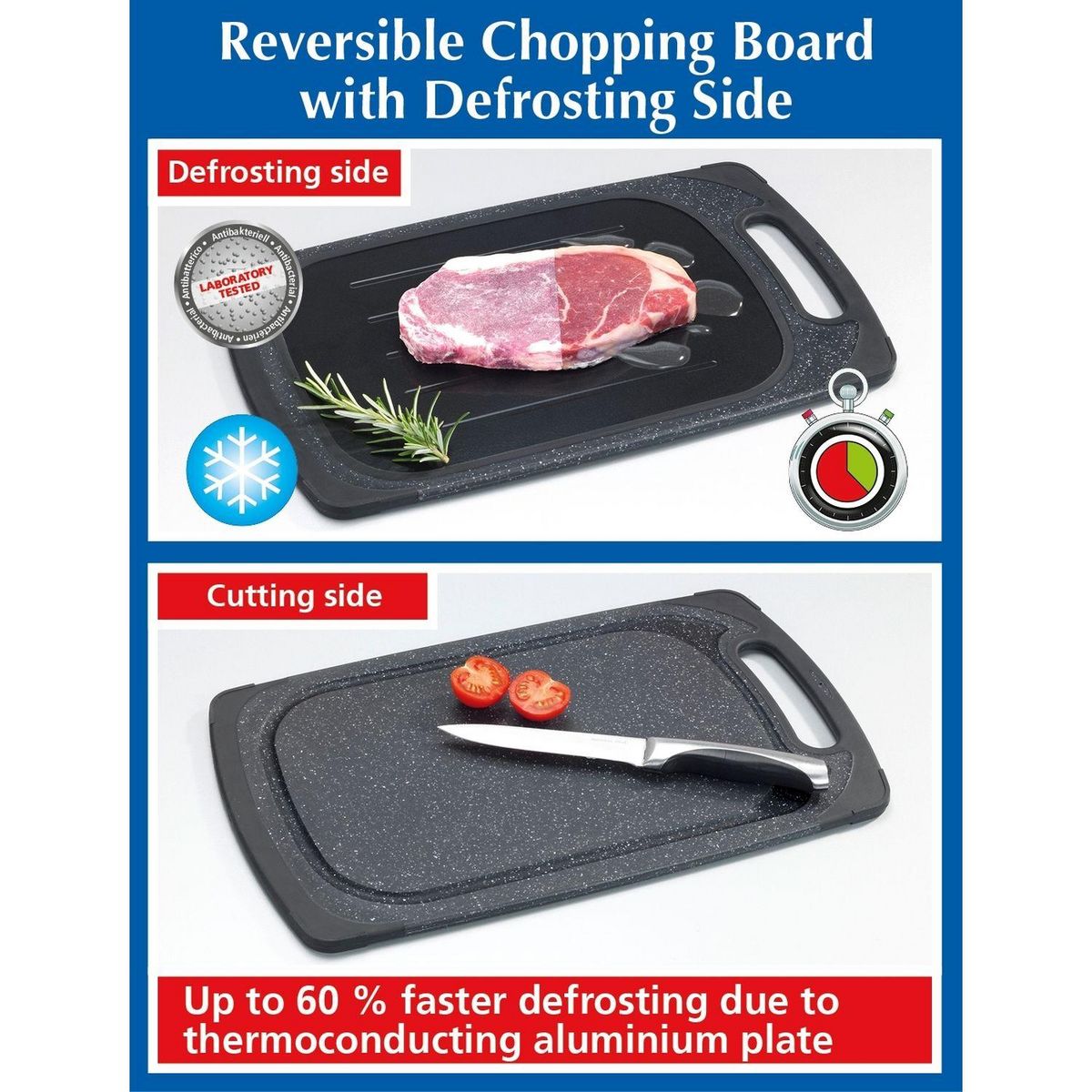 Wenko Planche à décongeler et à découper - Noir