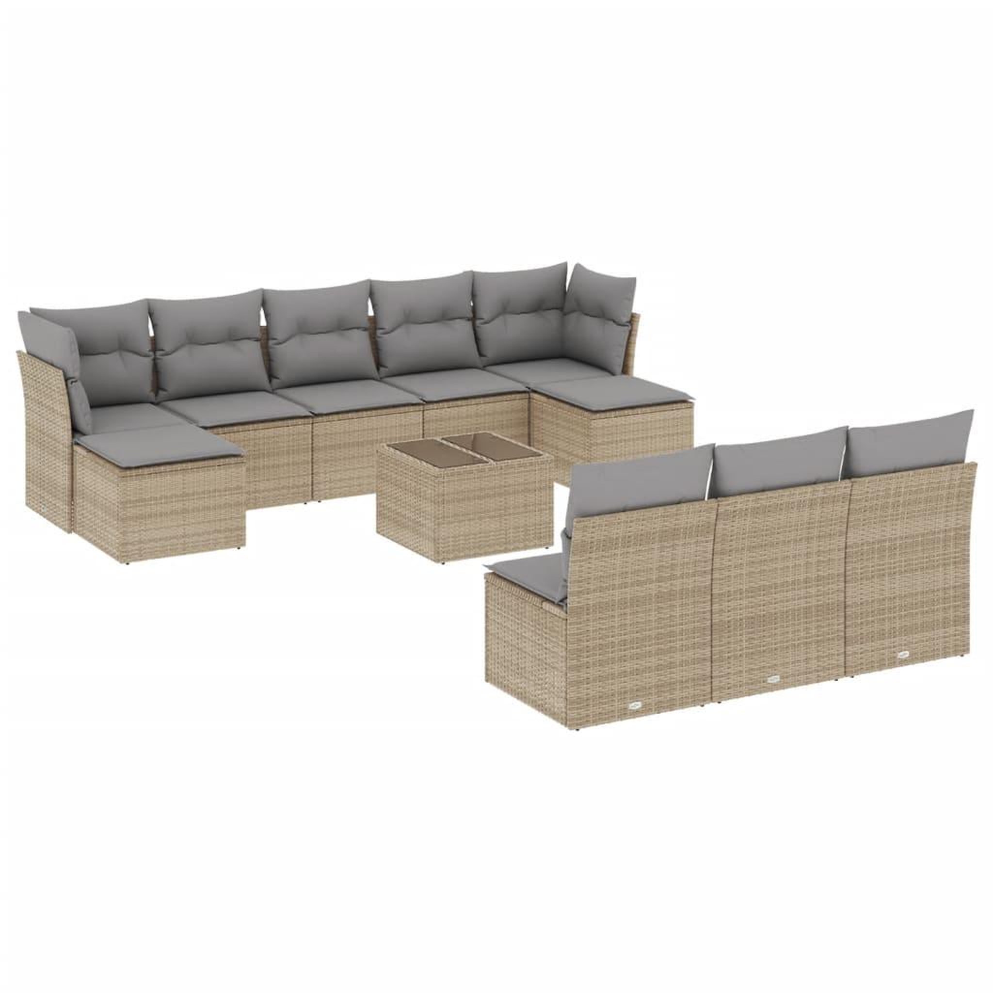 Voir la diapositive 2 : VIDAXL Salon de jardin 11 pcs avec coussins beige resine tressee