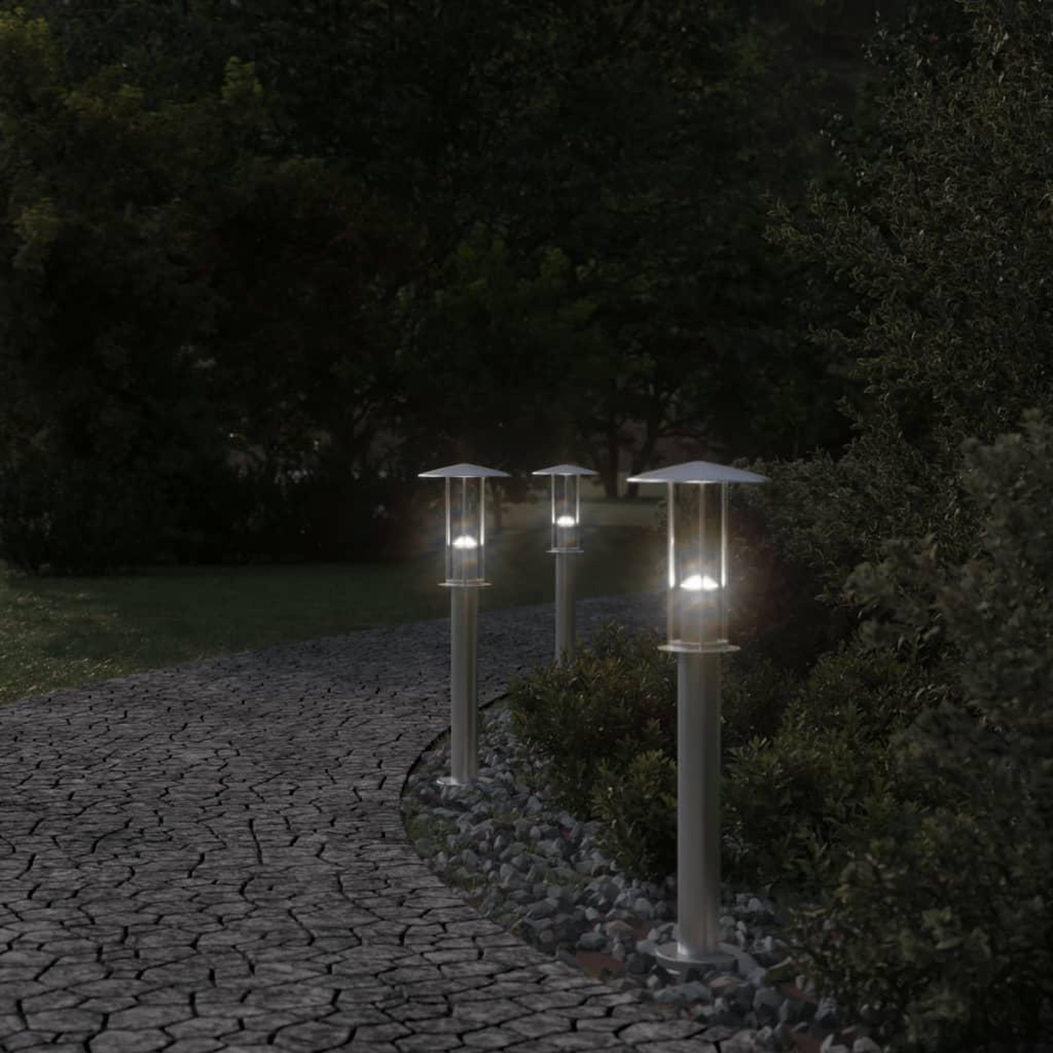 Voir la diapositive 3 : VIDAXL Lampadaire d'exterieur argente 60 cm acier inoxydable
