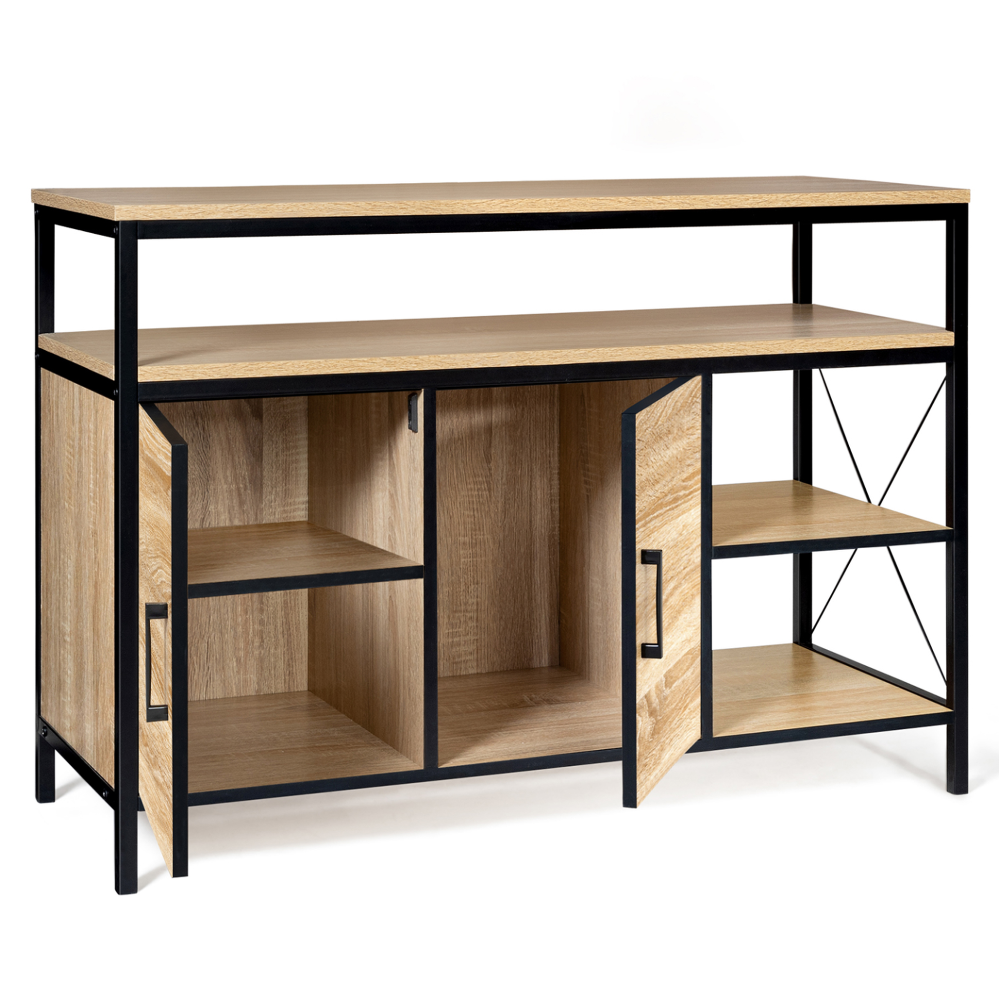 Voir la diapositive 6 : ID MARKET Buffet bas 100 cm 2 portes detroit design industriel