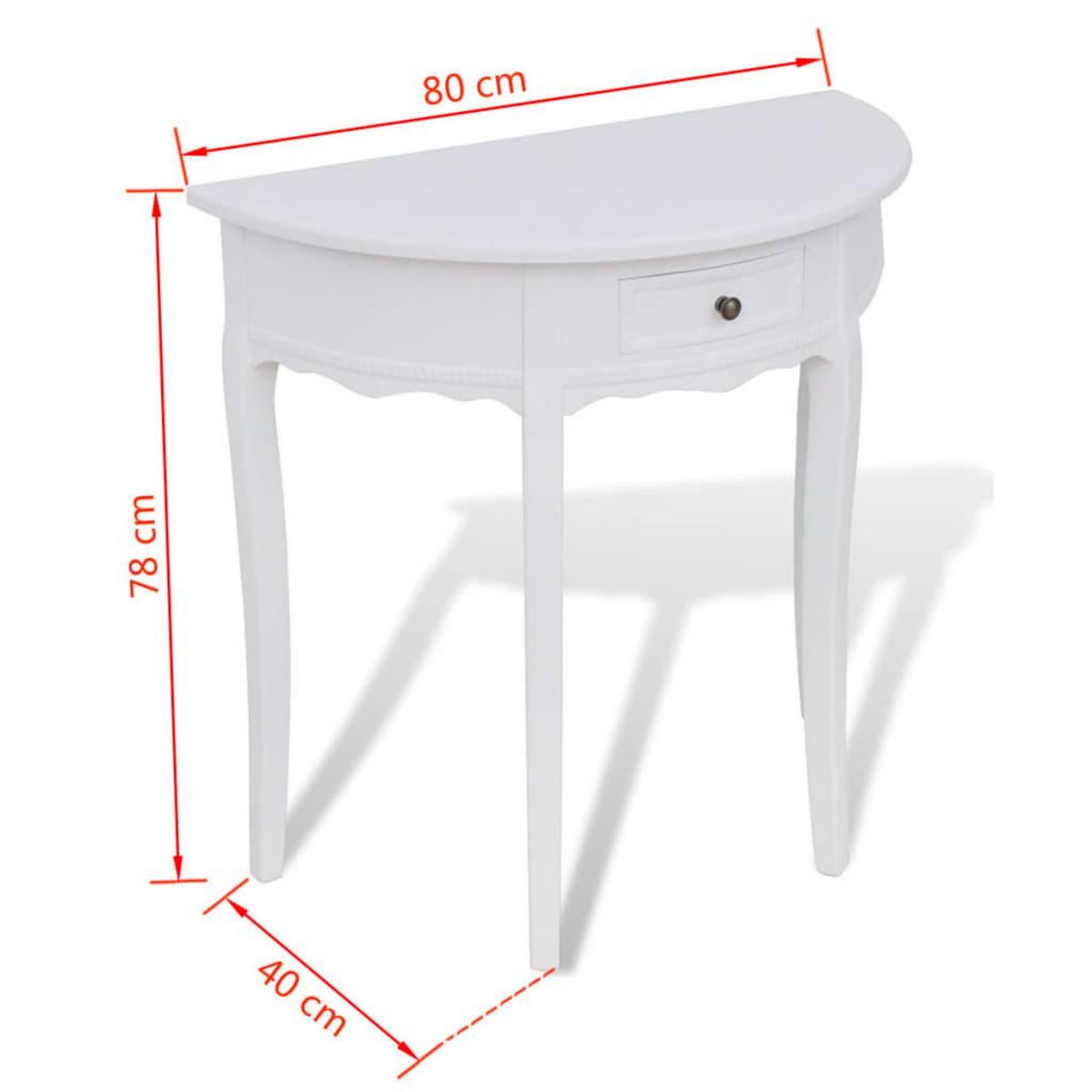VIDAXL Table console avec tiroir Demi-ronde Blanc