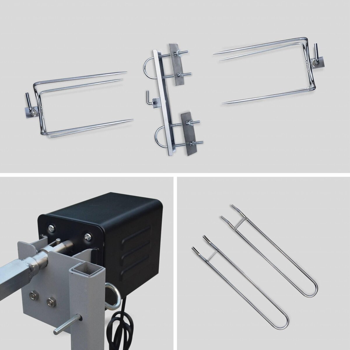 SWEEEK Rôtissoire électrique inclinable -  Mathurin Inox - Tournebroche. barbecue au charbon de bois à moteur pour grillades réceptions