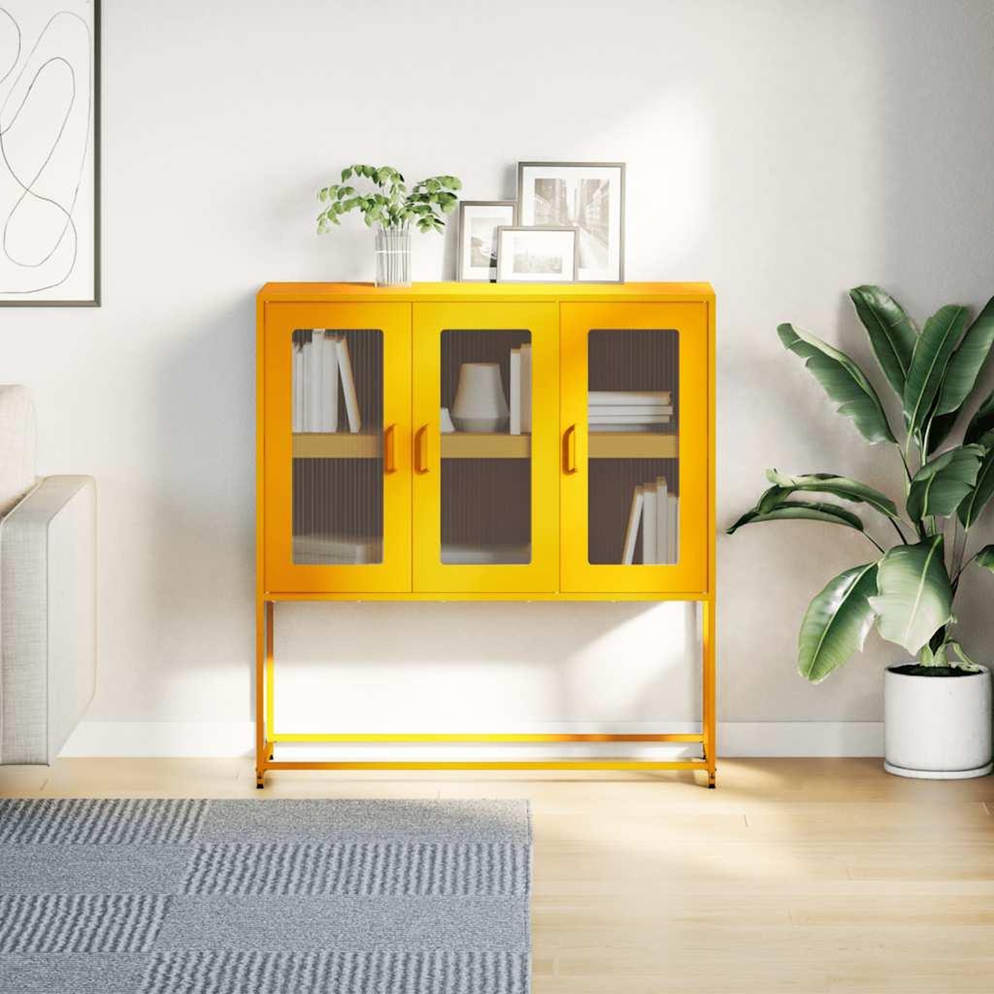 Voir la diapositive 3 : VIDAXL Buffet jaune moutarde 100,5x39x107 cm acier lamine a froid