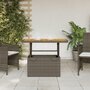 Voir la diapositive 3 : VIDAXL Table de jardin gris 90x55x71cm Resine tressee et bois d'acacia