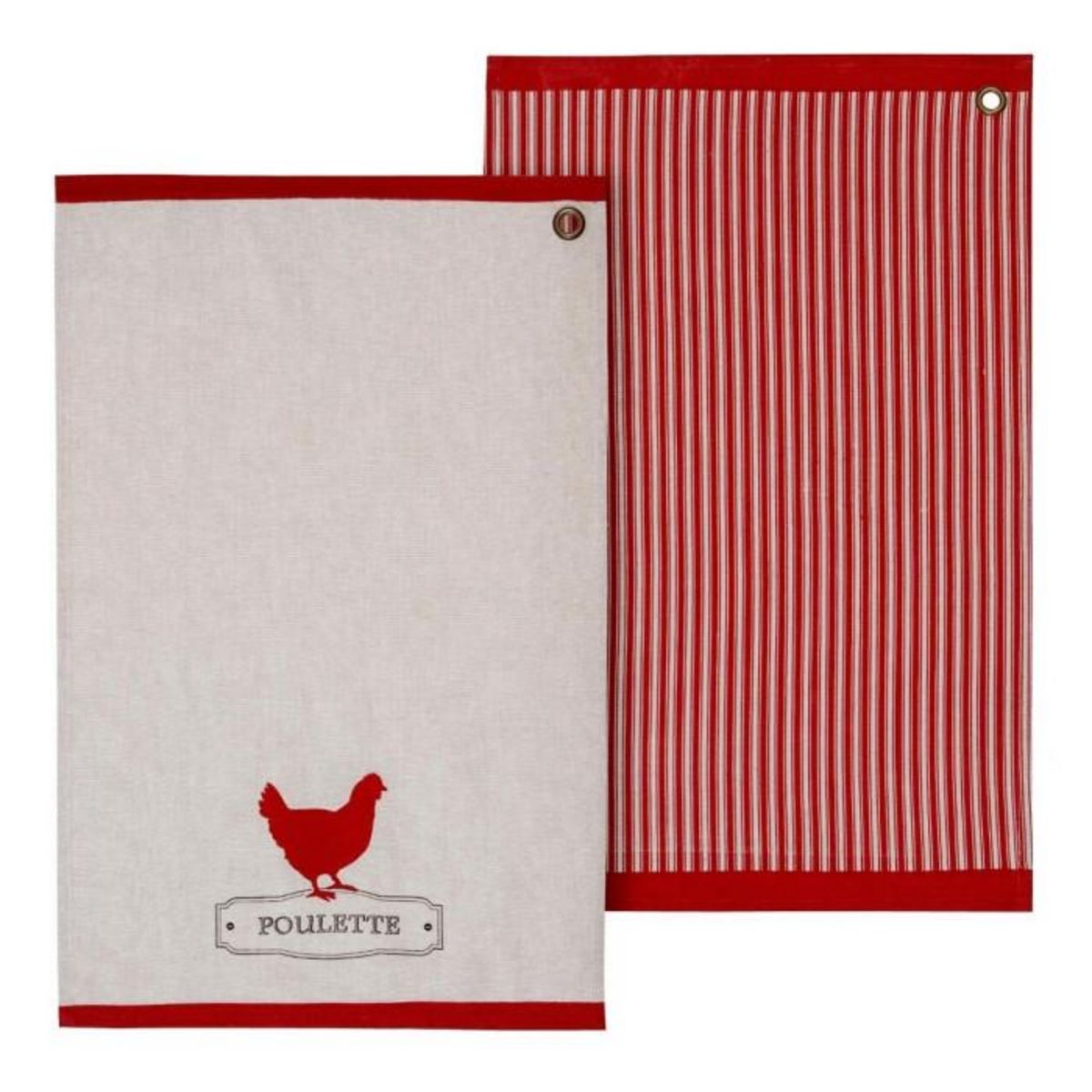 ATMOSPHERA Lot de 2 Torchons de Cuisine  Poulette  70cm Multicolore