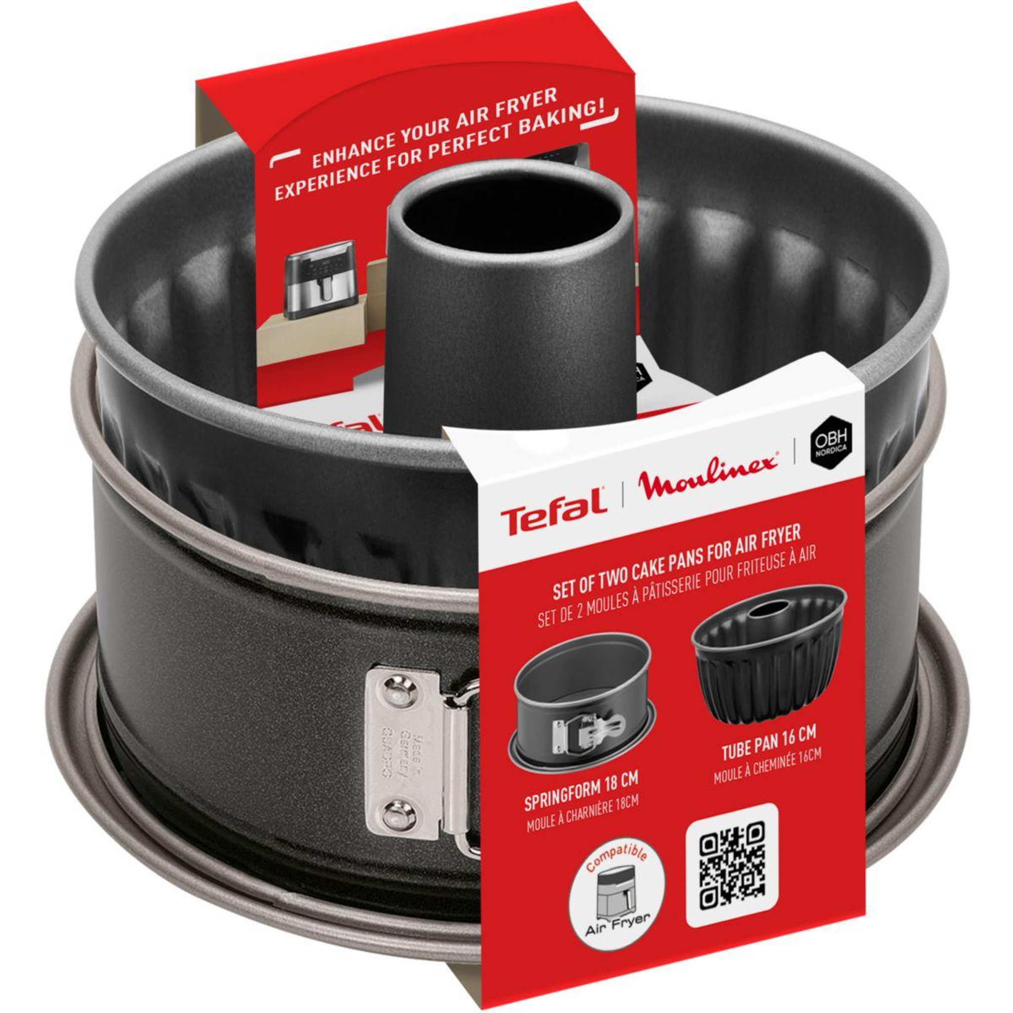 Voir la diapositive 3 : TEFAL Moule à cake 2 moules Delice Black Airfryer