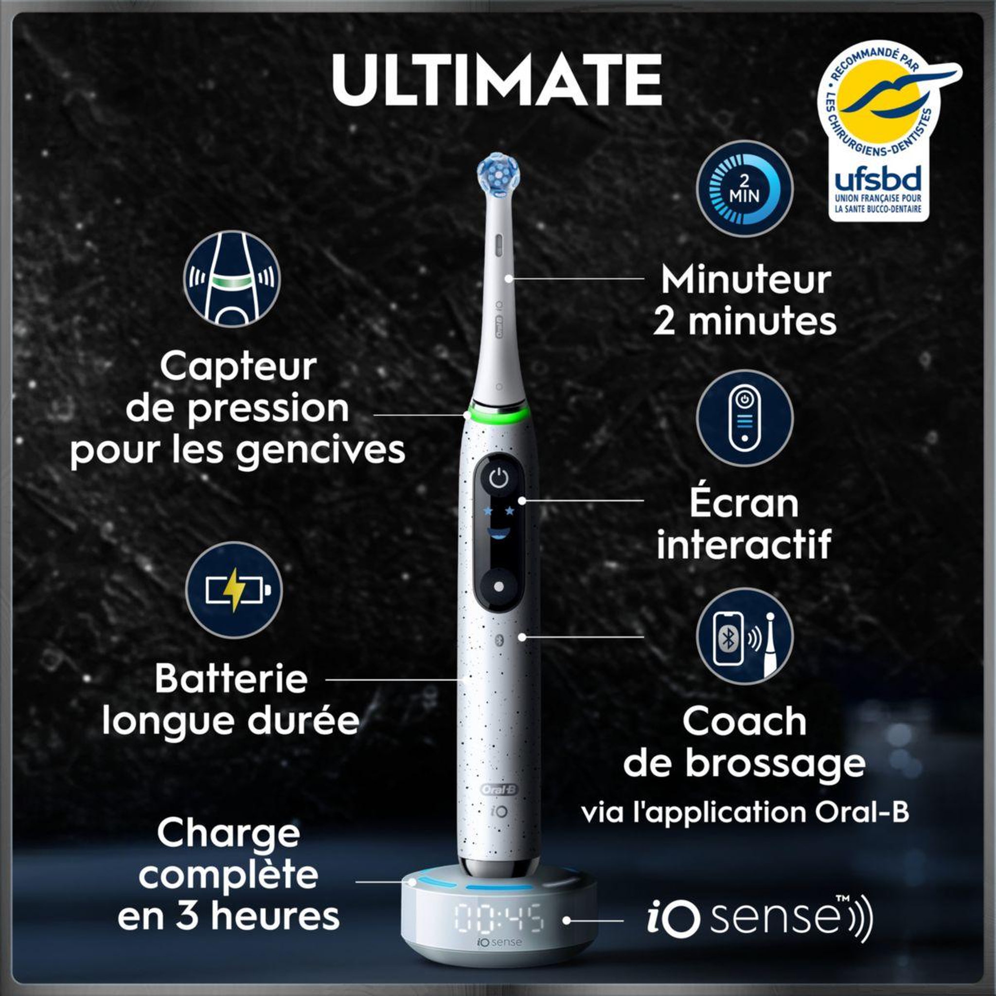 Voir la diapositive 2 : ORAL B Brosse à dents électrique io10 series stardust white