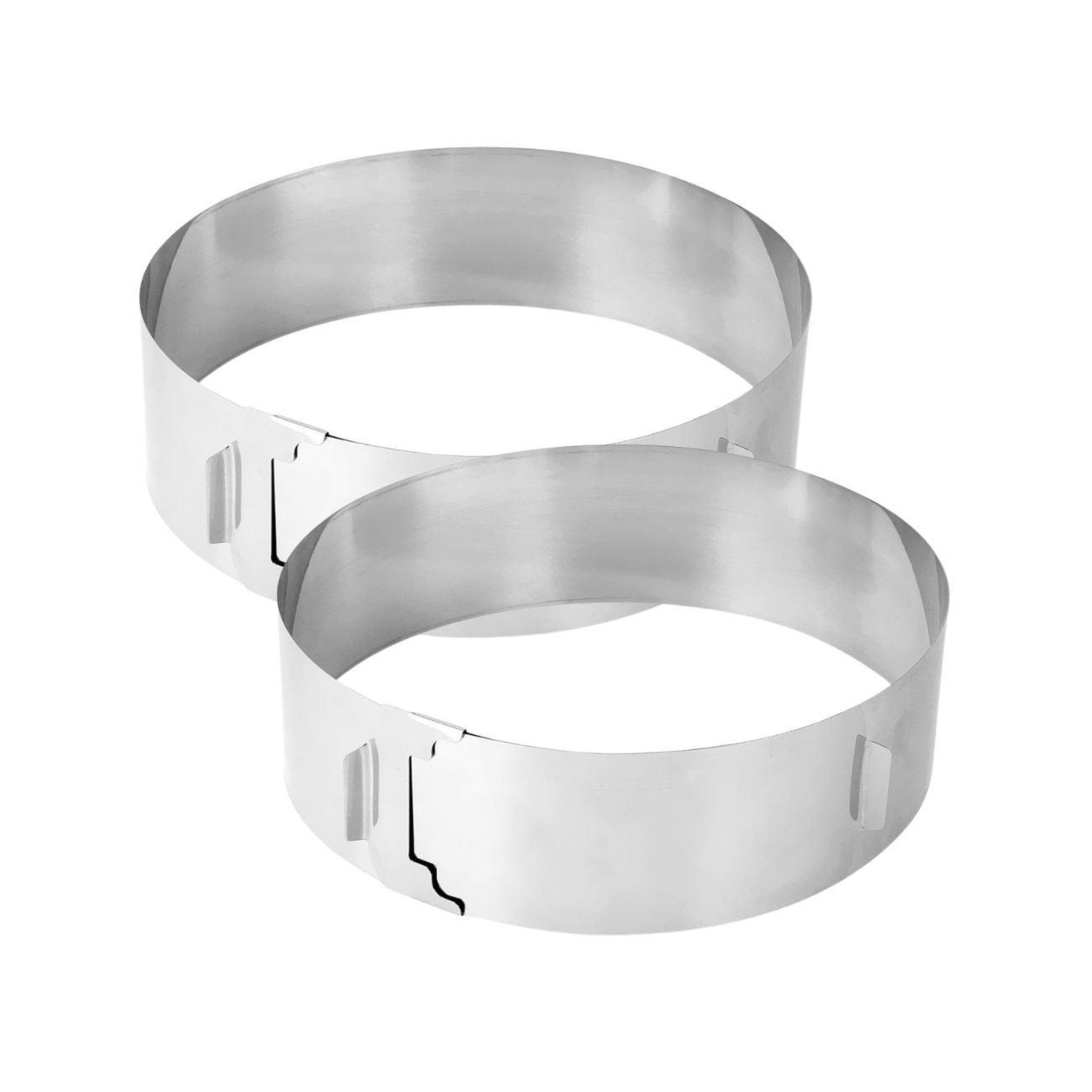 ZENKER Lot de 2 cercles à pâtisserie 15/30 cm en inox zenker smart pastry