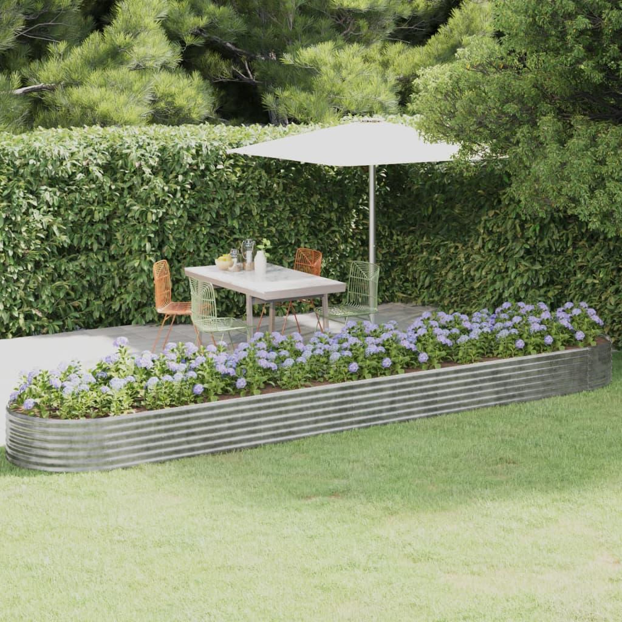 Voir la diapositive 1 : VIDAXL Lit sureleve de jardin Acier enduit de poudre Argente