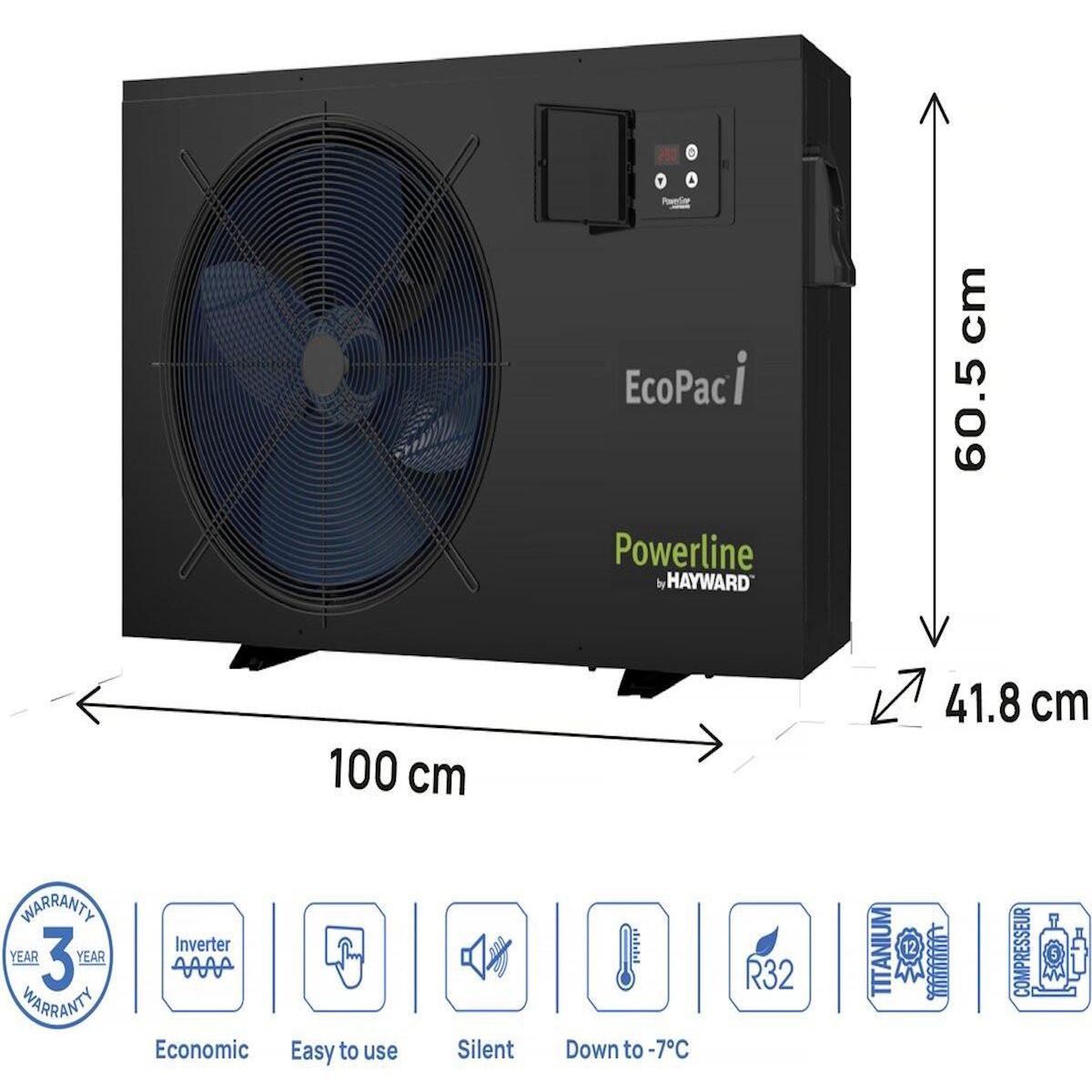 Hayward Pompe à chaleur pour piscine 12kw - inverter - Ecopac by Hayward  - Noir