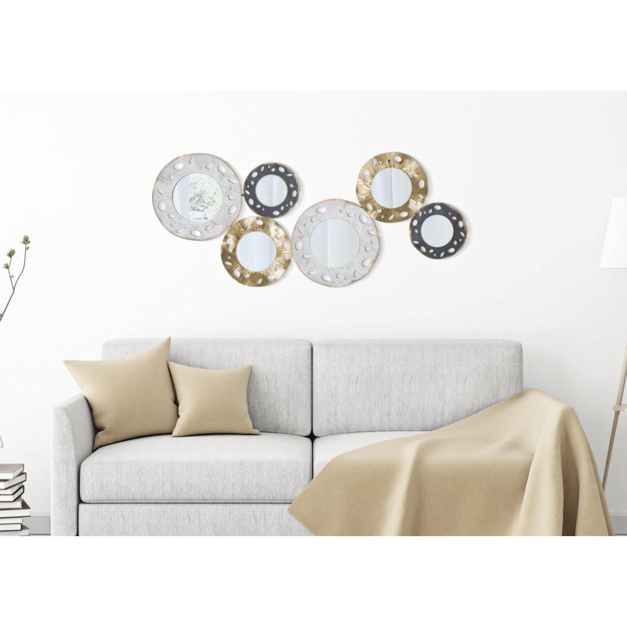 Voir la diapositive 5 : Paris Prix Décoration murale 6 miroirs  gloty  104cm multicolore