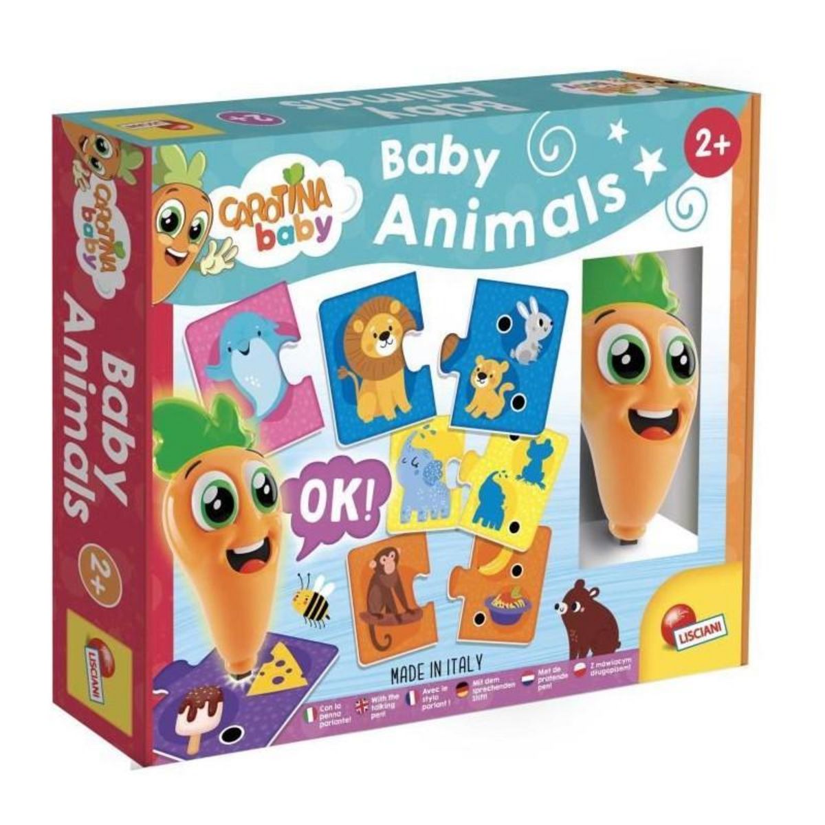 LISCIANI GIOCHI Stylo parlant - CAROTINA BABY - Apprentissage des animaux, Stylo interactif