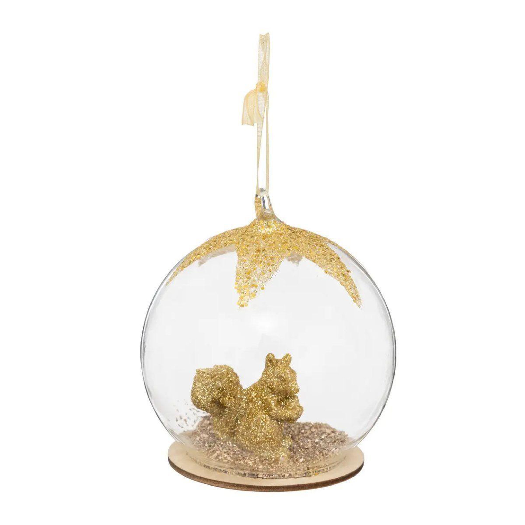ATMOSPHERA Boule de noël en verre  ecureuil  8cm or
