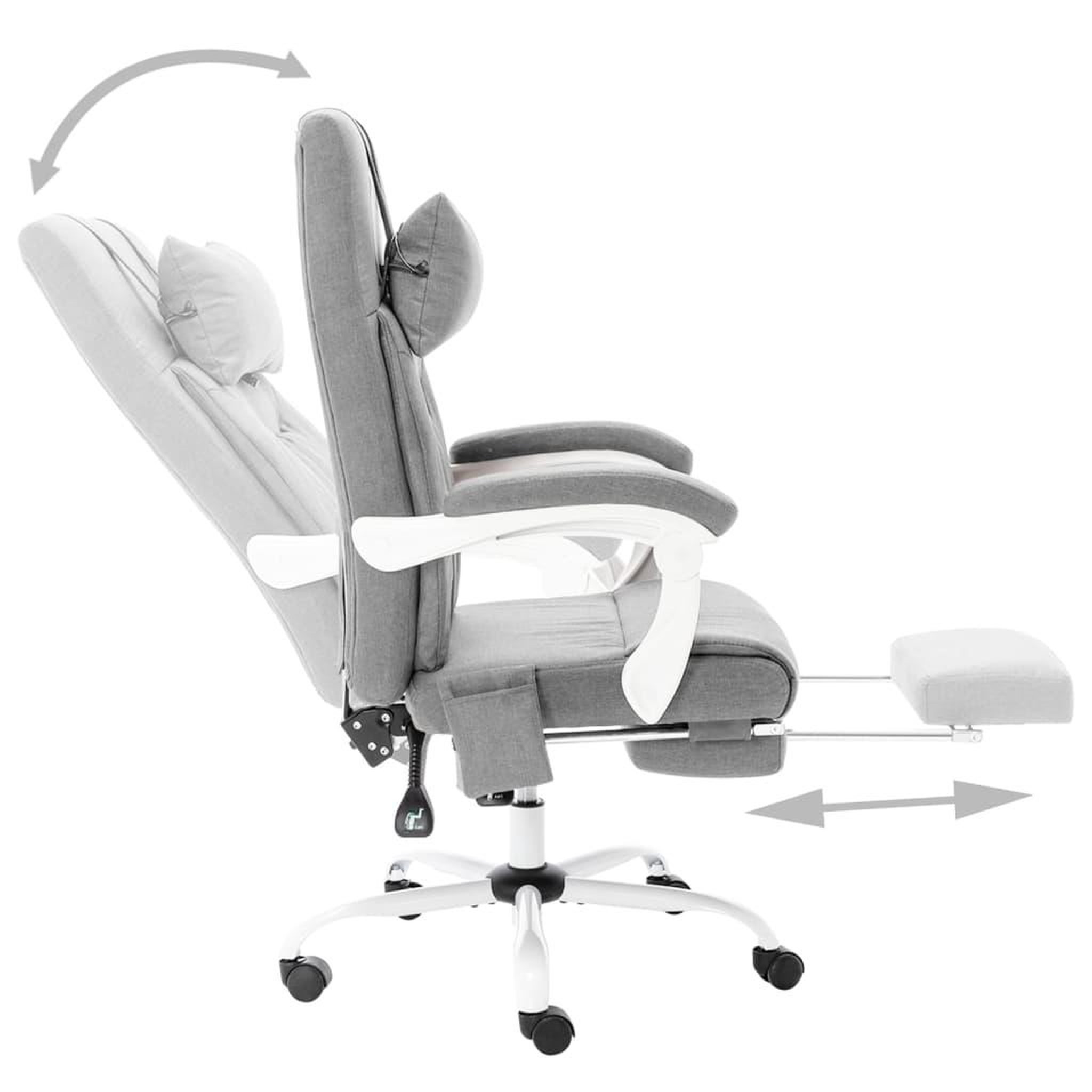 Voir la diapositive 5 : VIDAXL Chaise de bureau de massage Gris Tissu